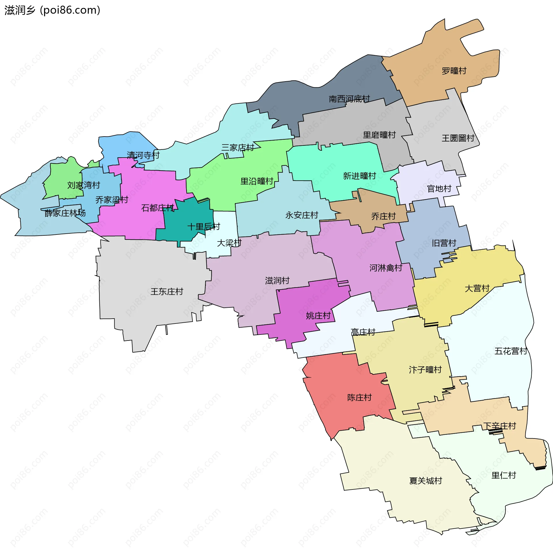 滋润乡边界地图(五级行政区划)