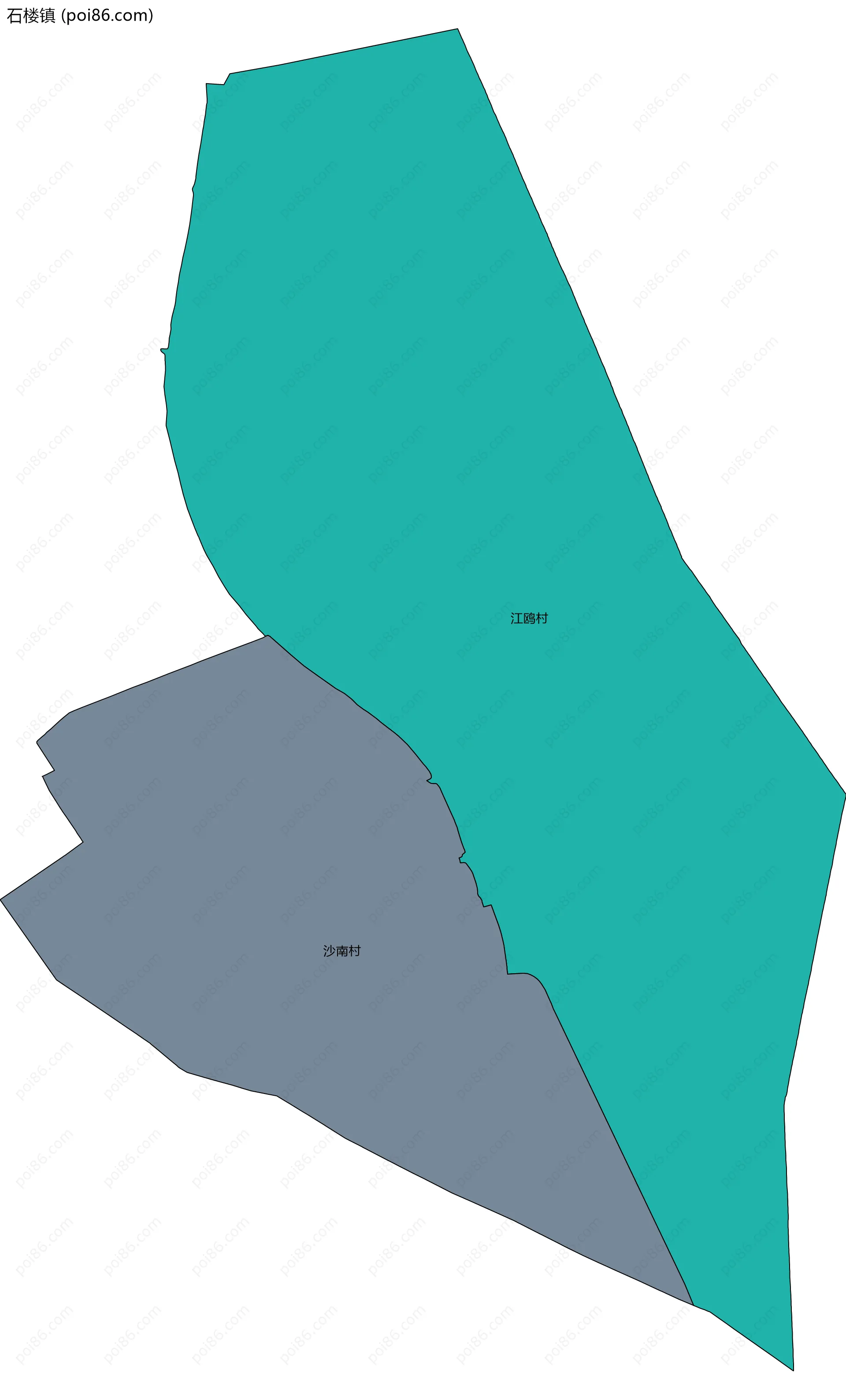 石楼镇边界地图(五级行政区划)