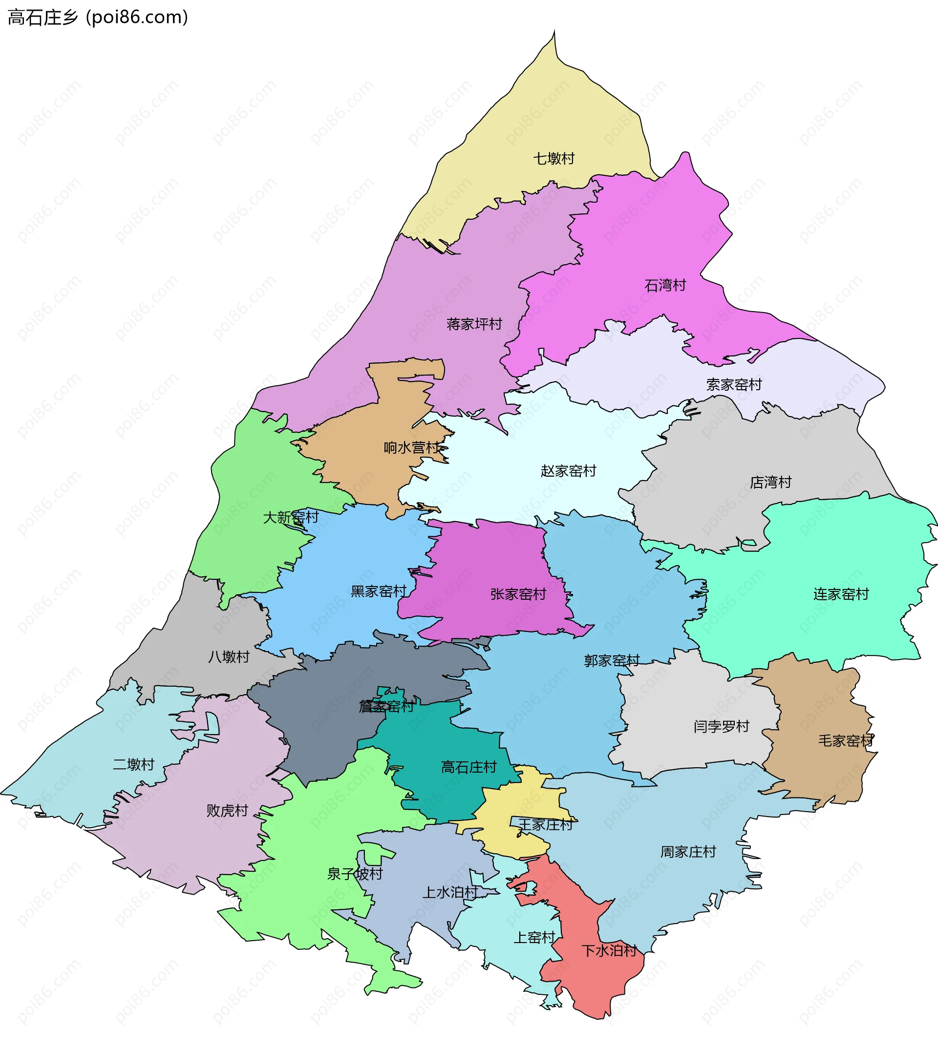 高石庄乡边界地图(五级行政区划)