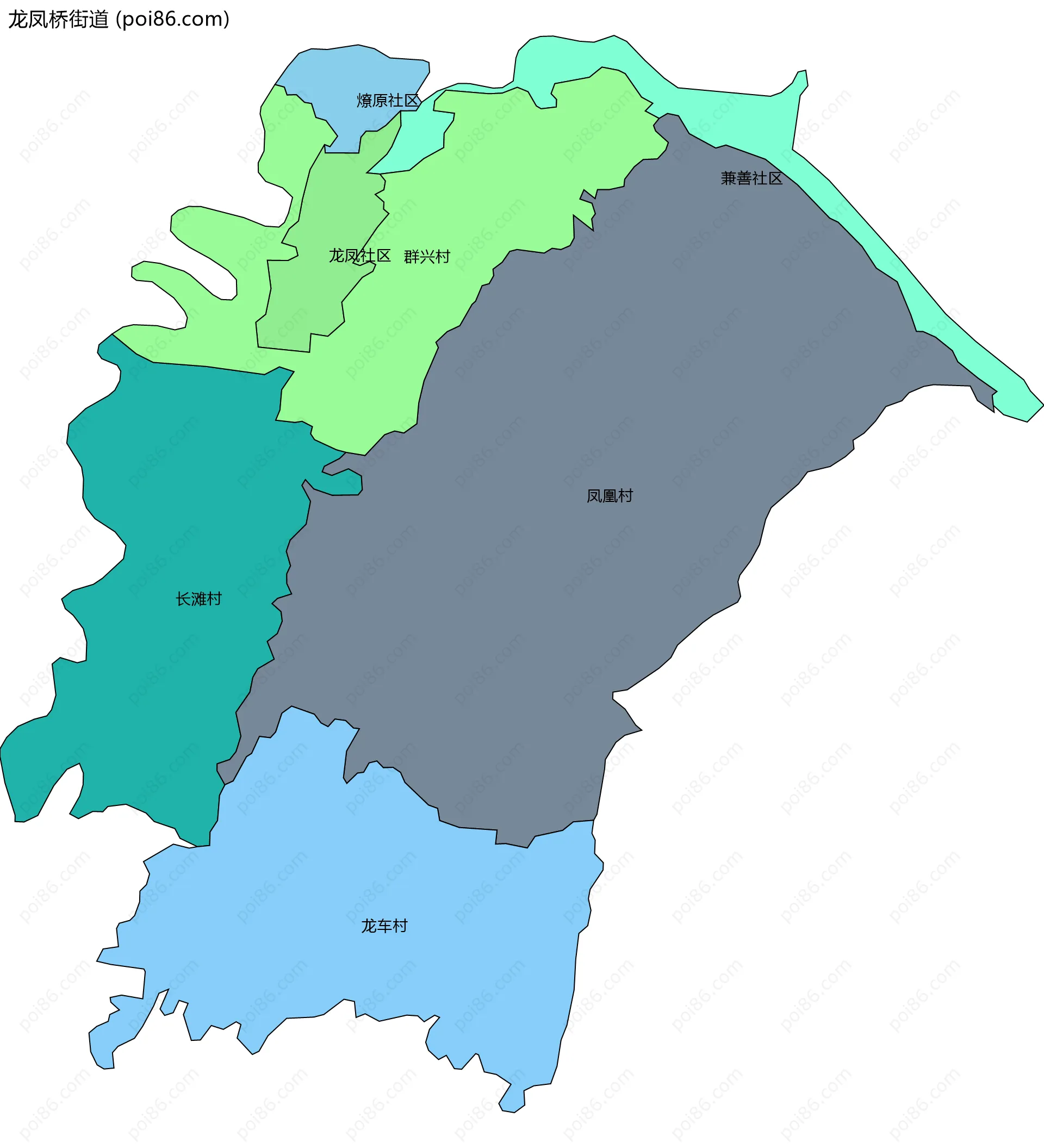 龙凤桥街道边界地图(五级行政区划)
