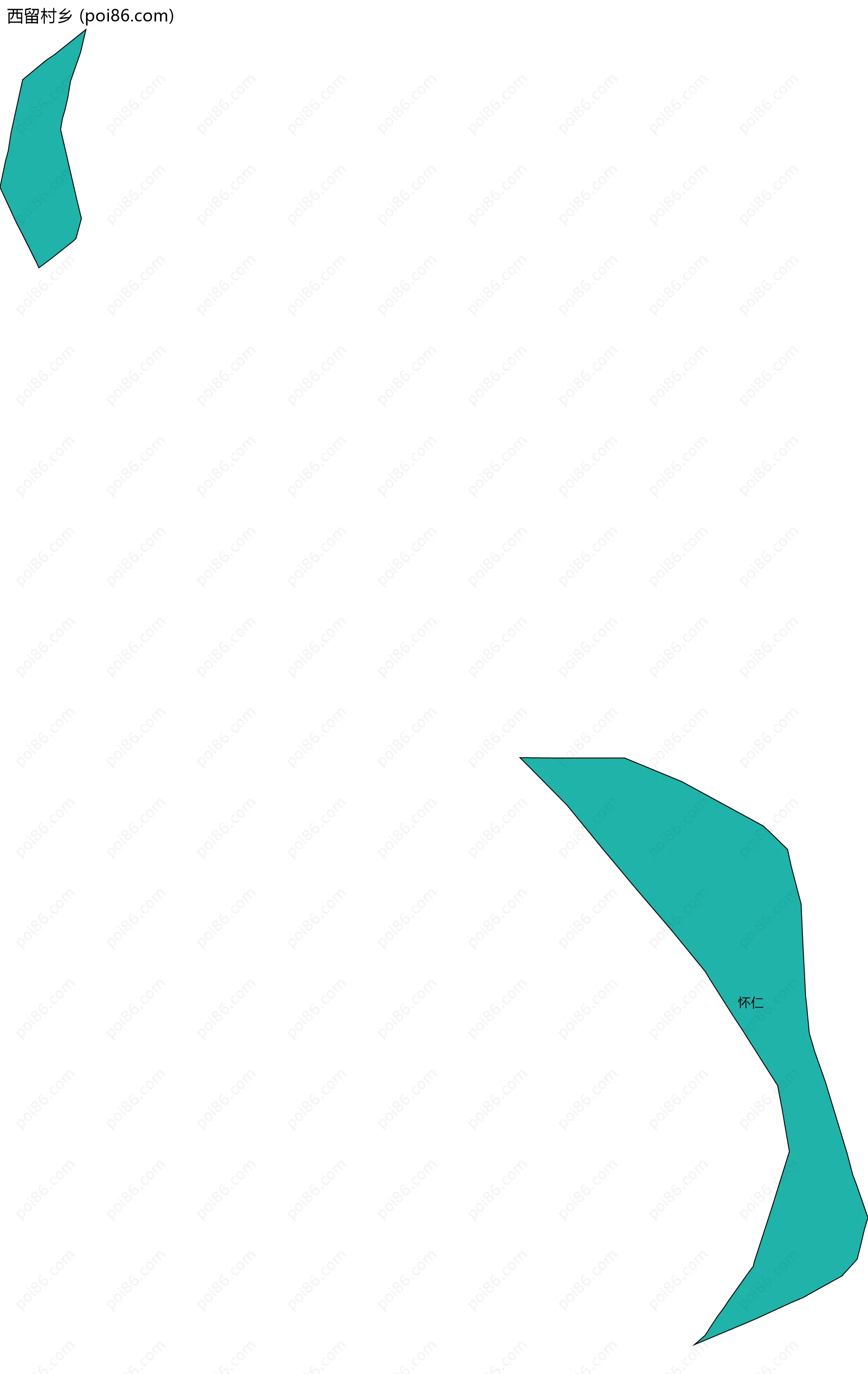 西留村乡边界地图(五级行政区划)