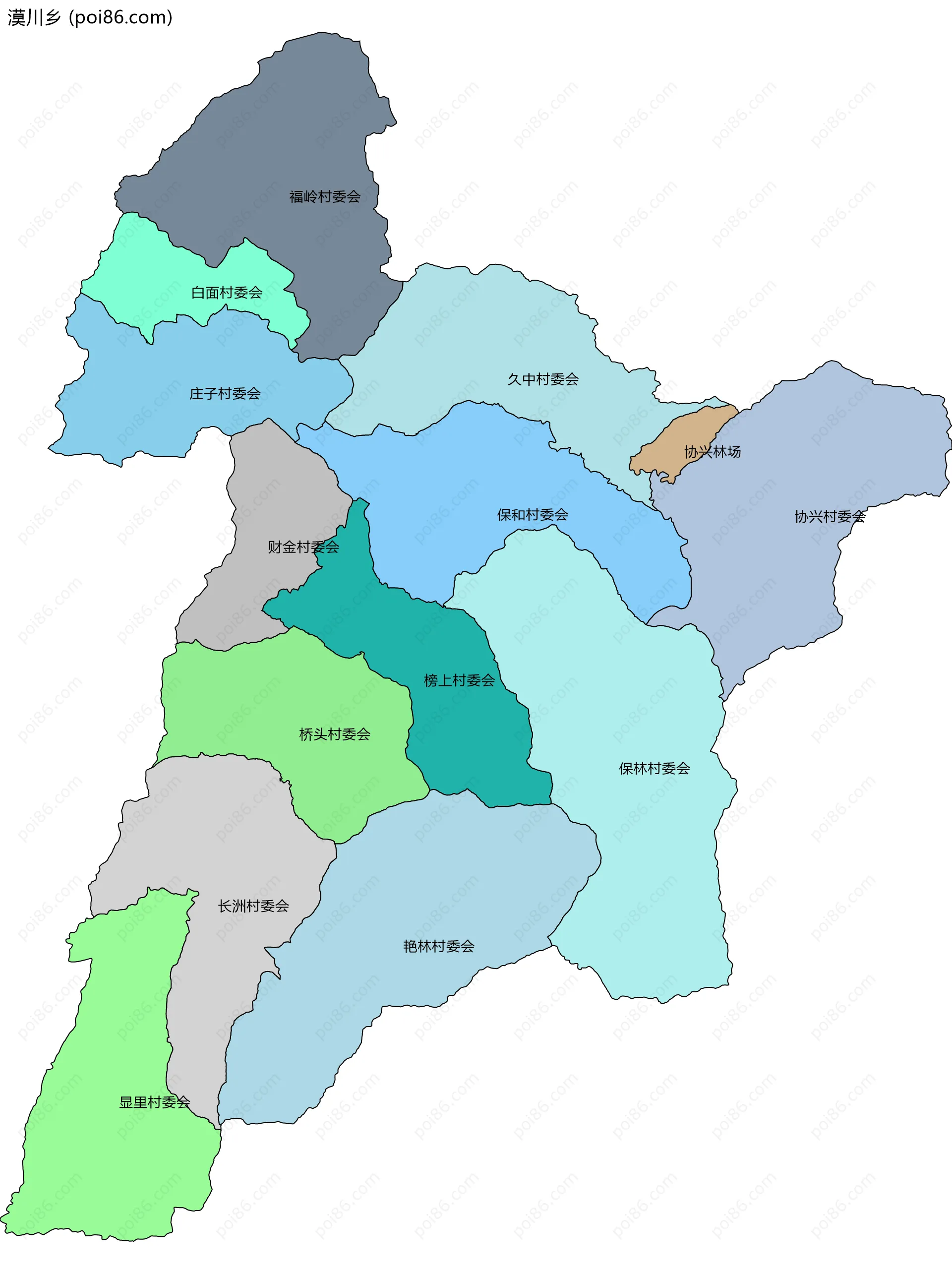 漠川乡边界地图(五级行政区划)