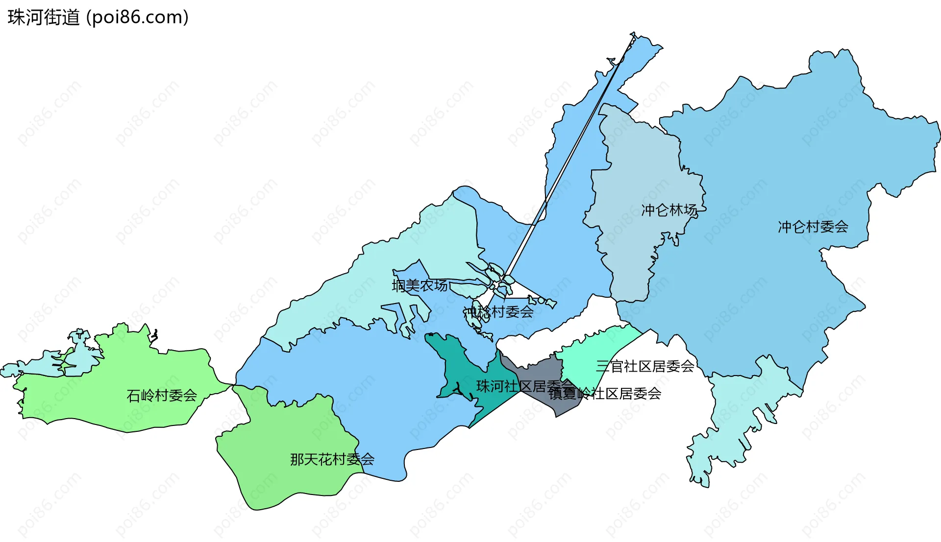 珠河街道边界地图(五级行政区划)