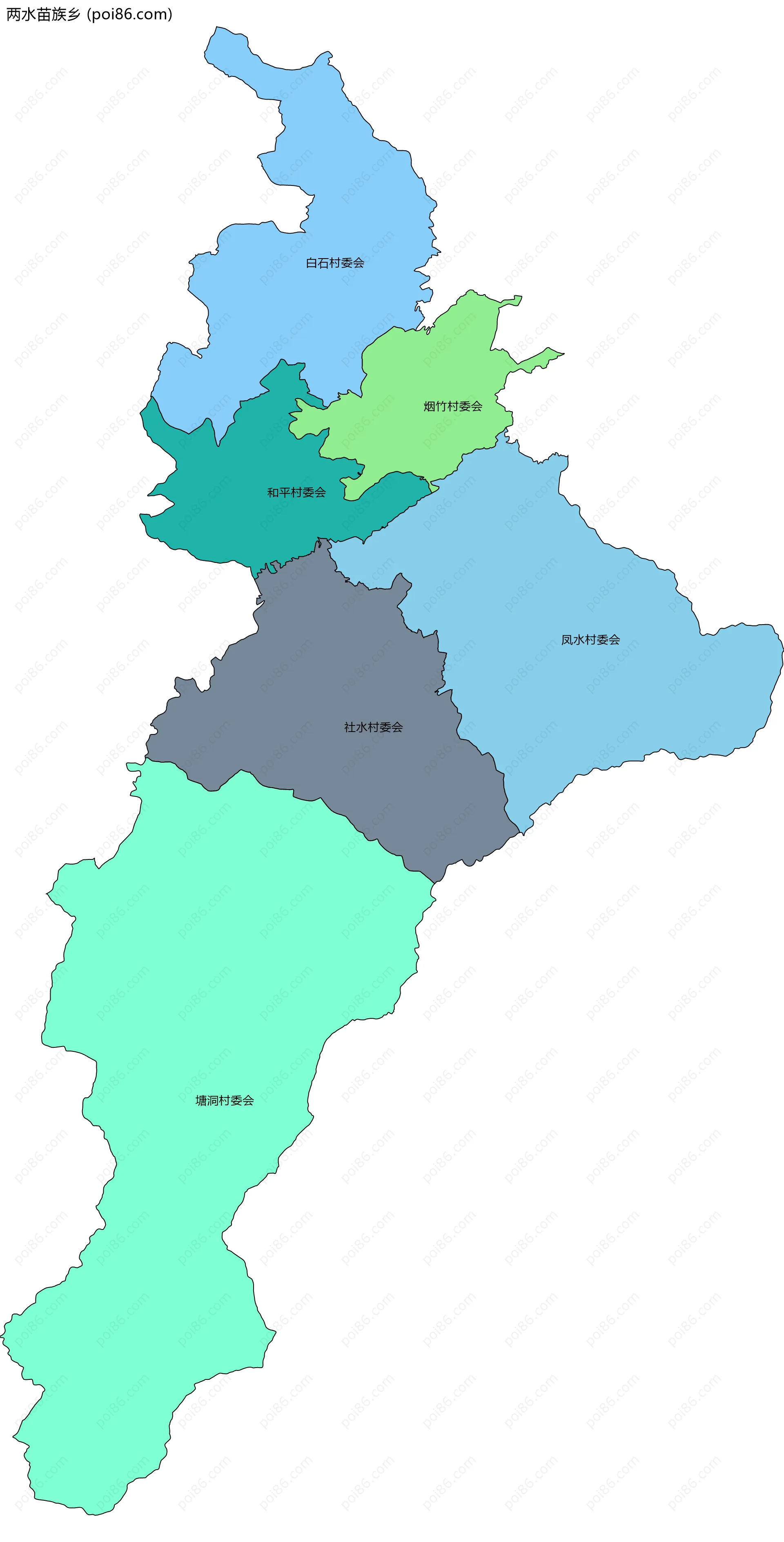 两水苗族乡边界地图(五级行政区划)