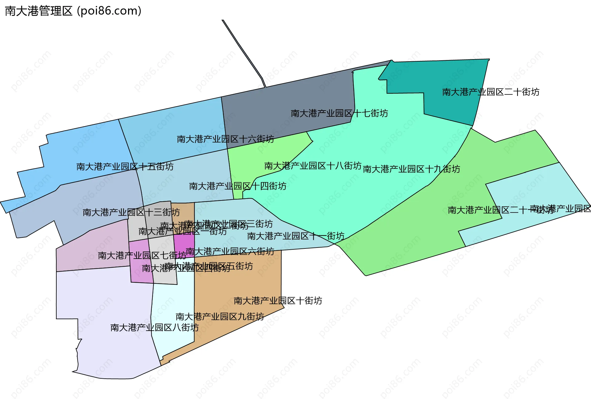 南大港管理区边界地图(五级行政区划)