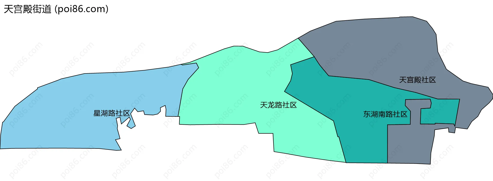 天宫殿街道边界地图(五级行政区划)