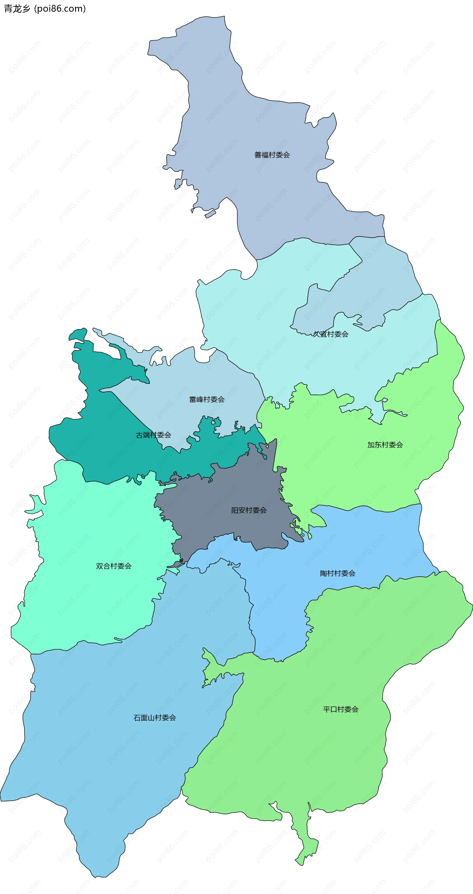 青龙乡边界地图(五级行政区划)