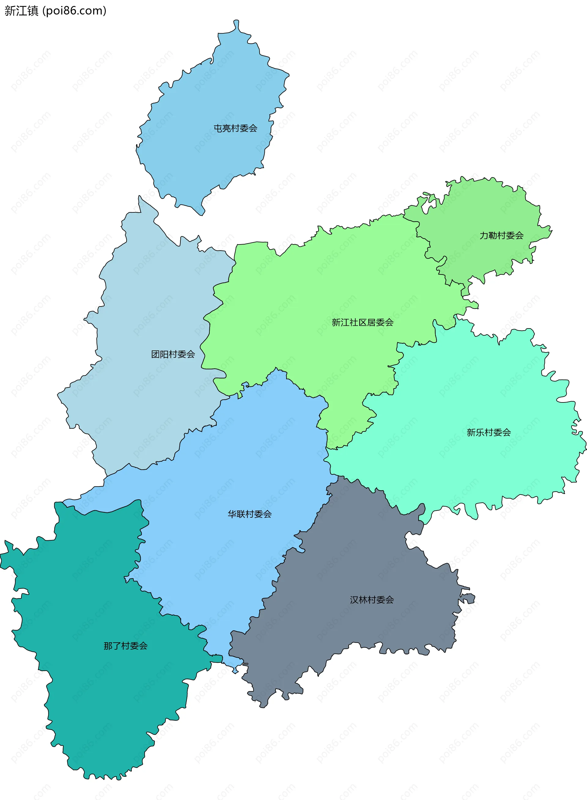 新江镇边界地图(五级行政区划)