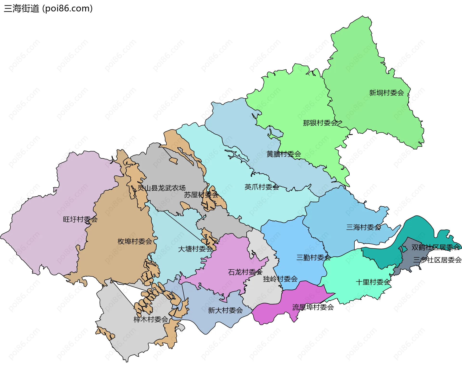 三海街道边界地图(五级行政区划)