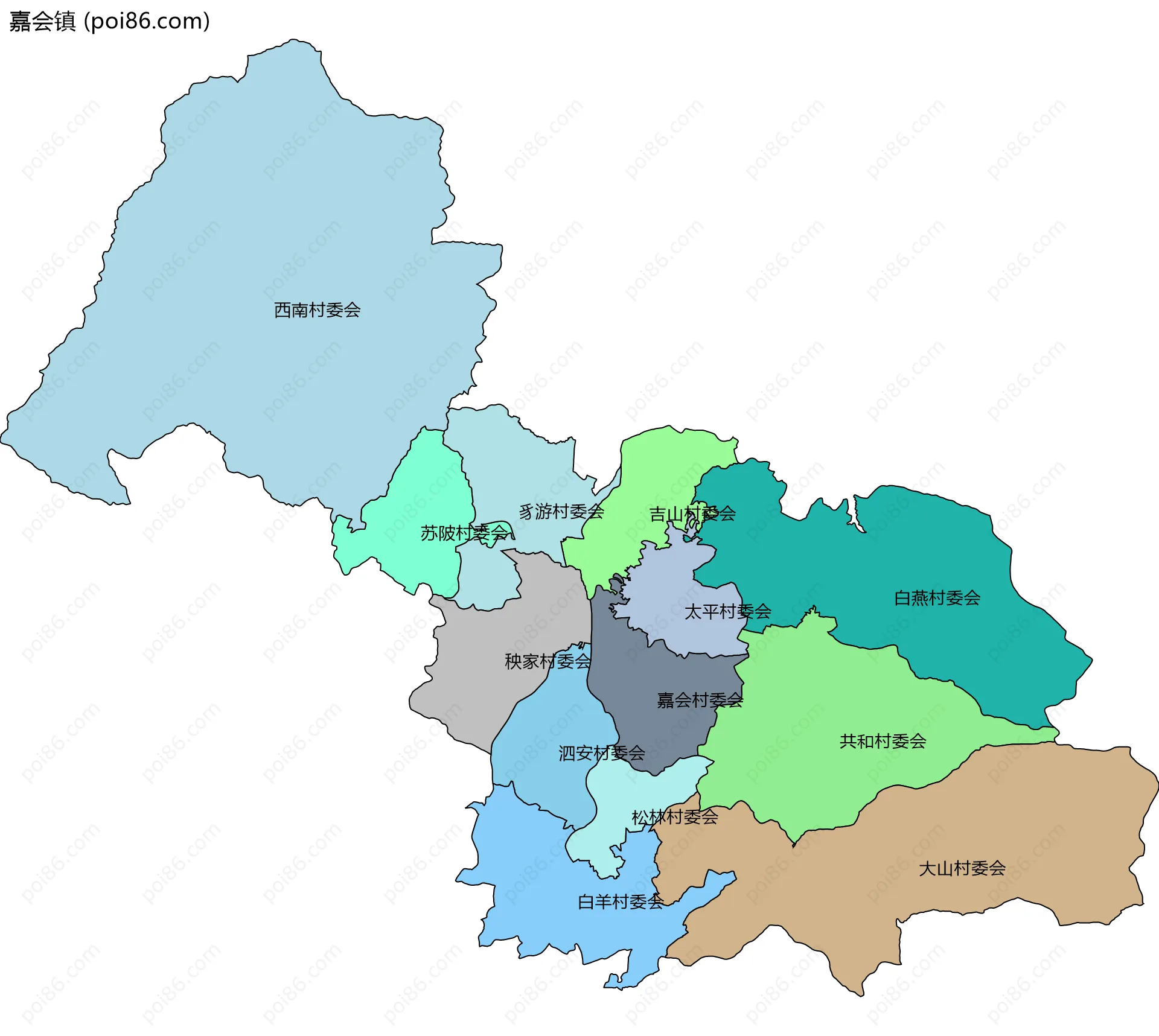 嘉会镇边界地图(五级行政区划)