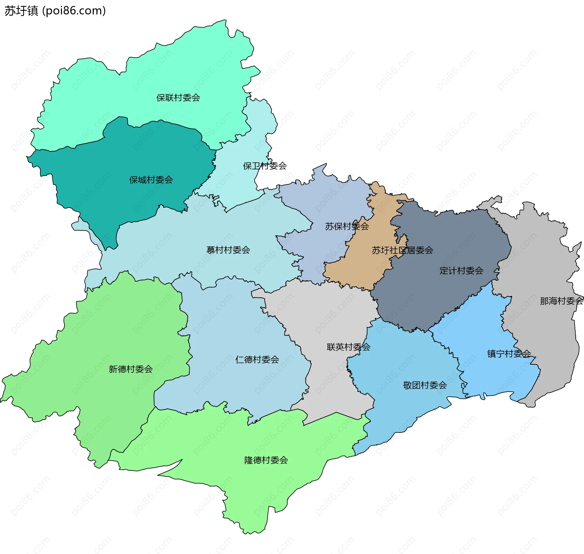 苏圩镇边界地图(五级行政区划)