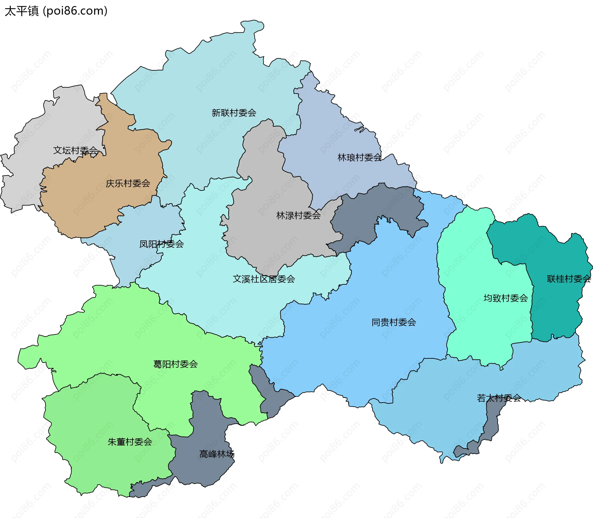 太平镇边界地图(五级行政区划)