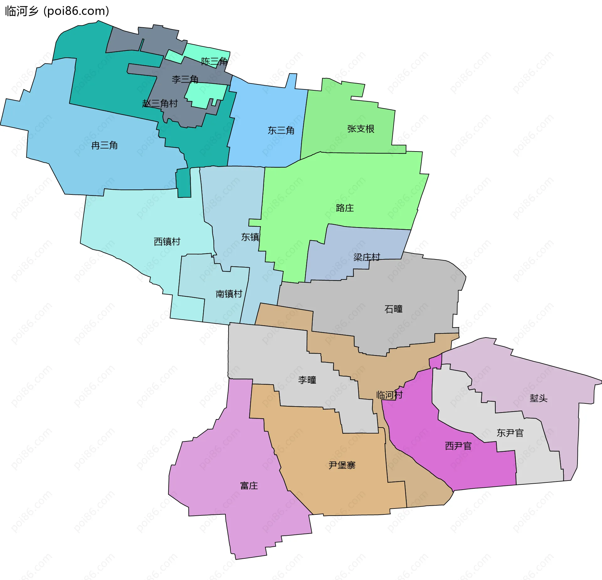 临河乡边界地图(五级行政区划)