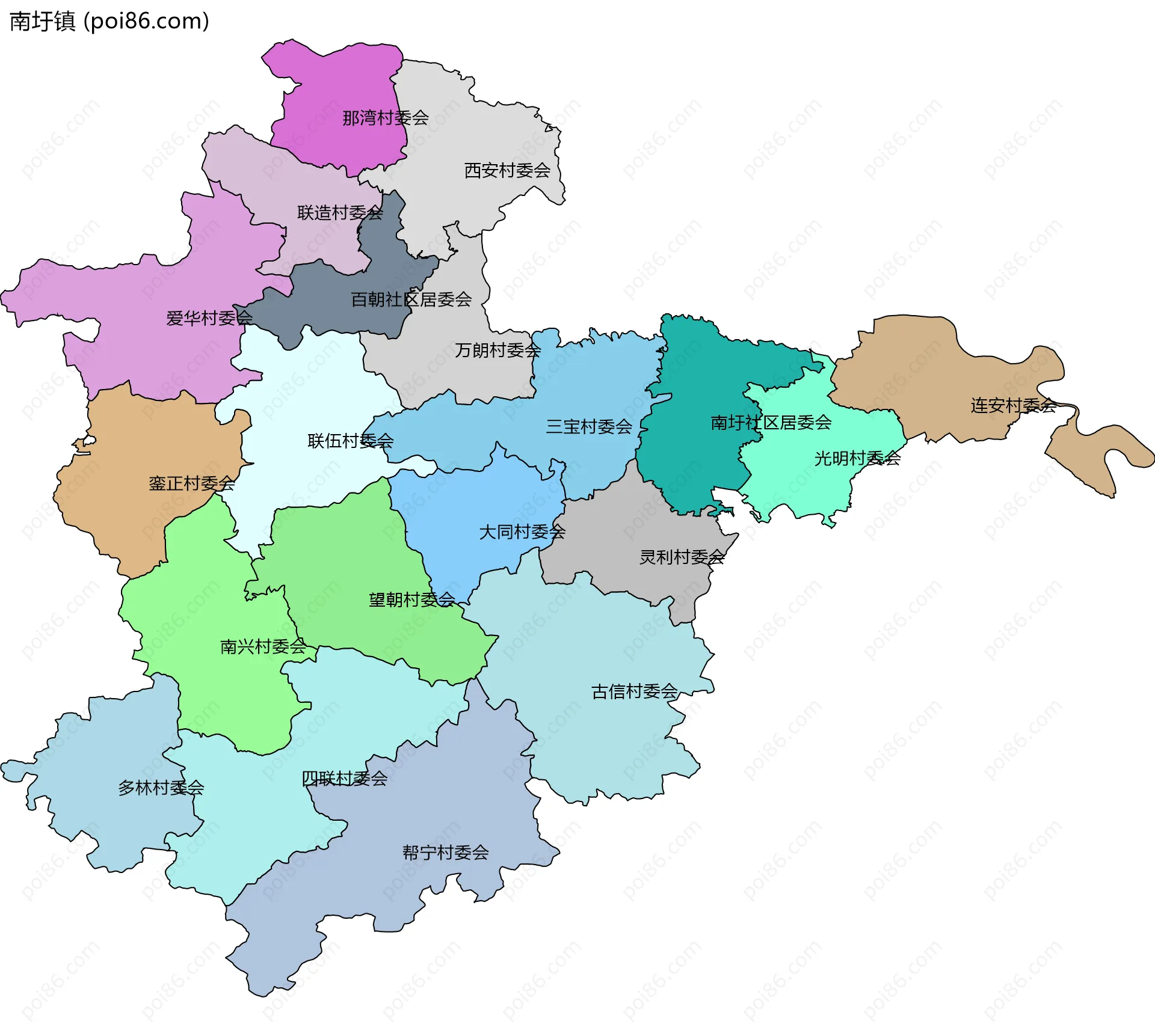 南圩镇边界地图(五级行政区划)