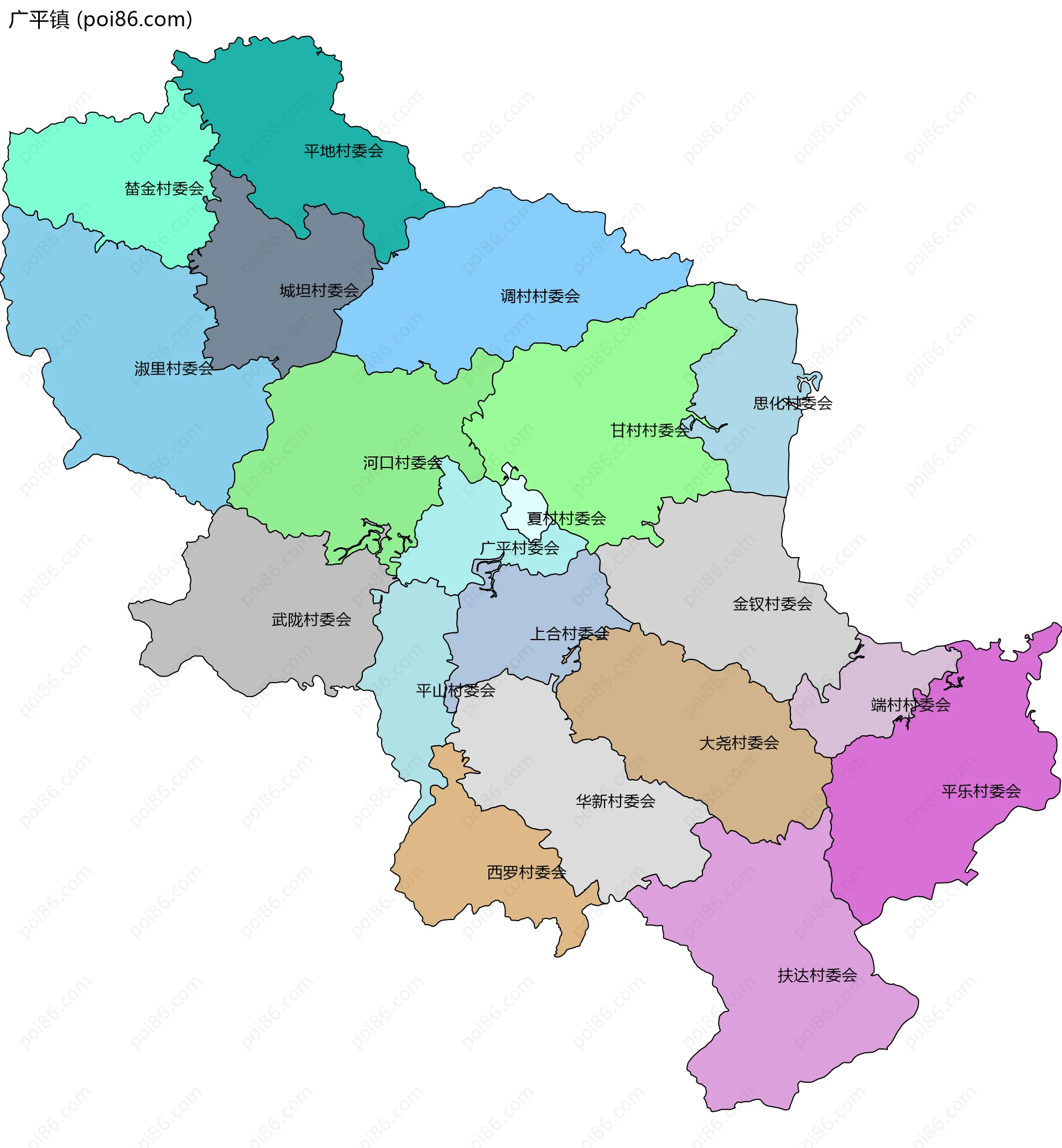 广平镇边界地图(五级行政区划)