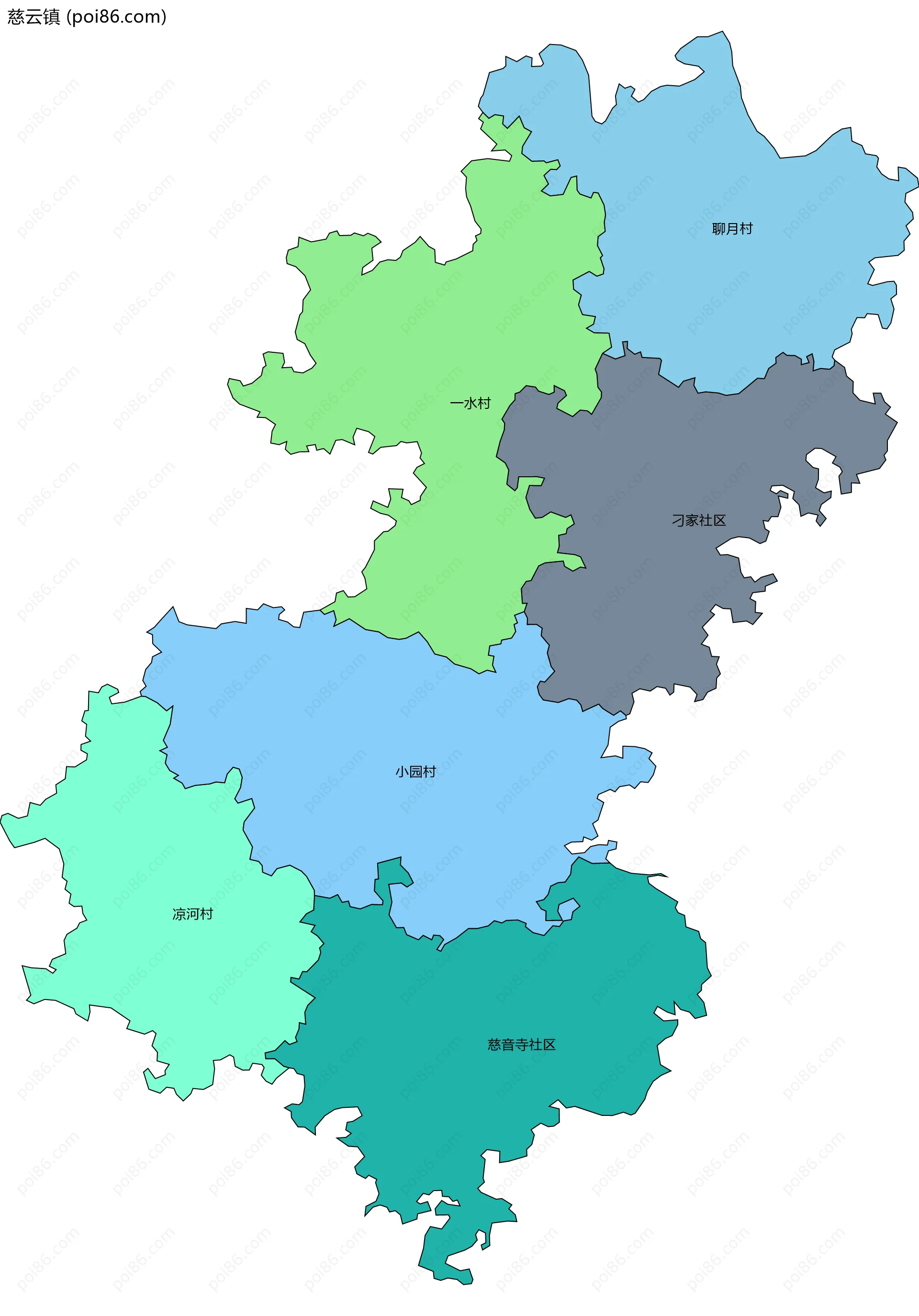 慈云镇边界地图(五级行政区划)