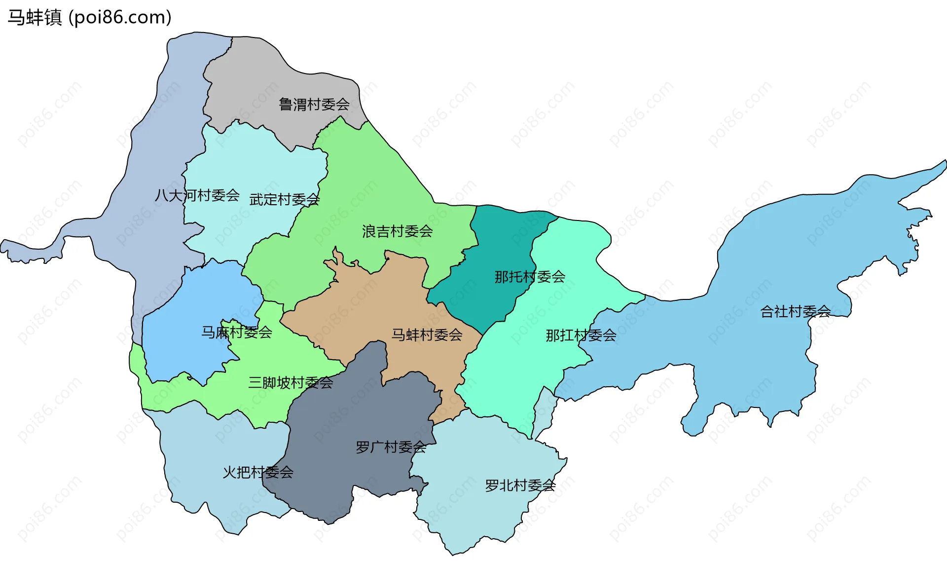 马蚌镇边界地图(五级行政区划)