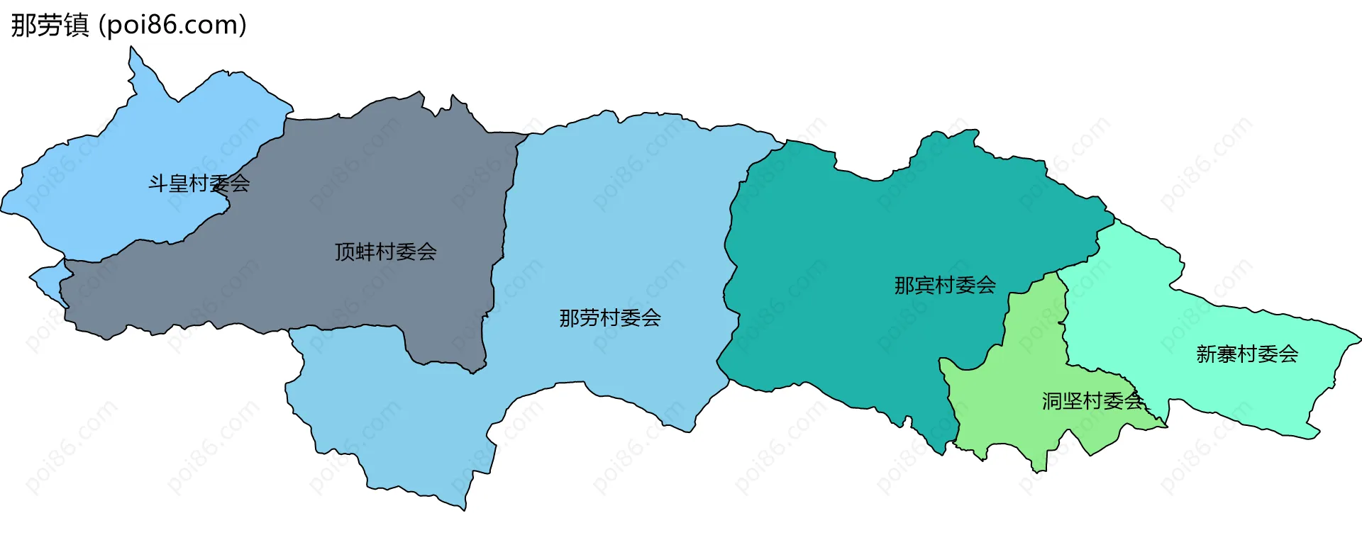 那劳镇边界地图(五级行政区划)