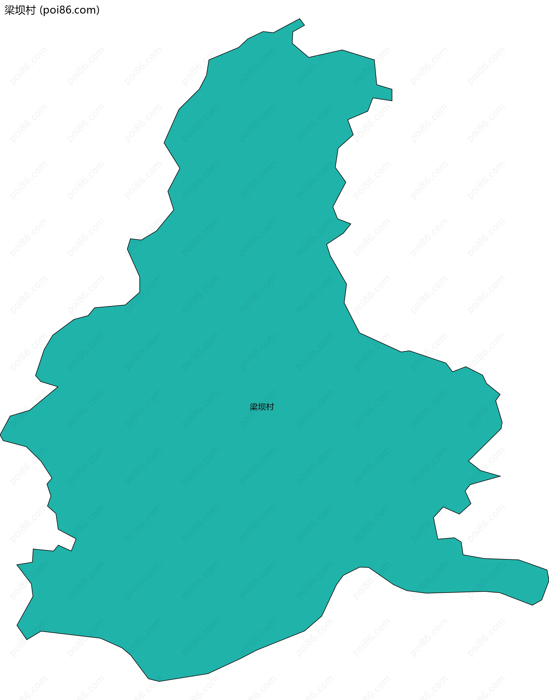 梁坝村边界地图