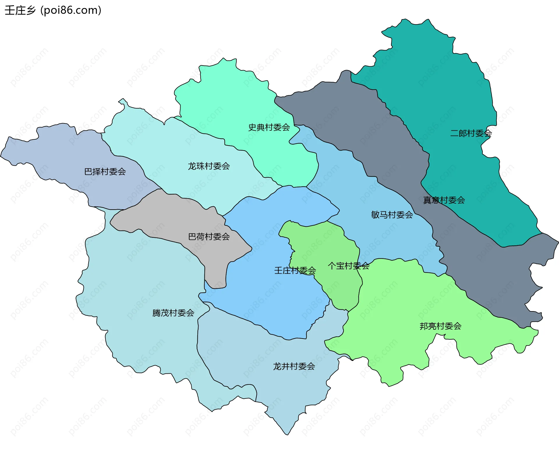 壬庄乡边界地图(五级行政区划)