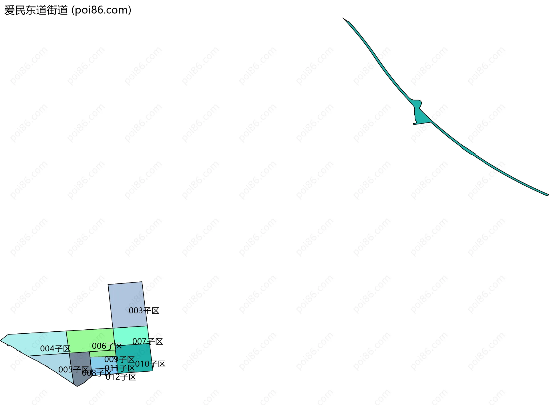爱民东道街道边界地图(五级行政区划)