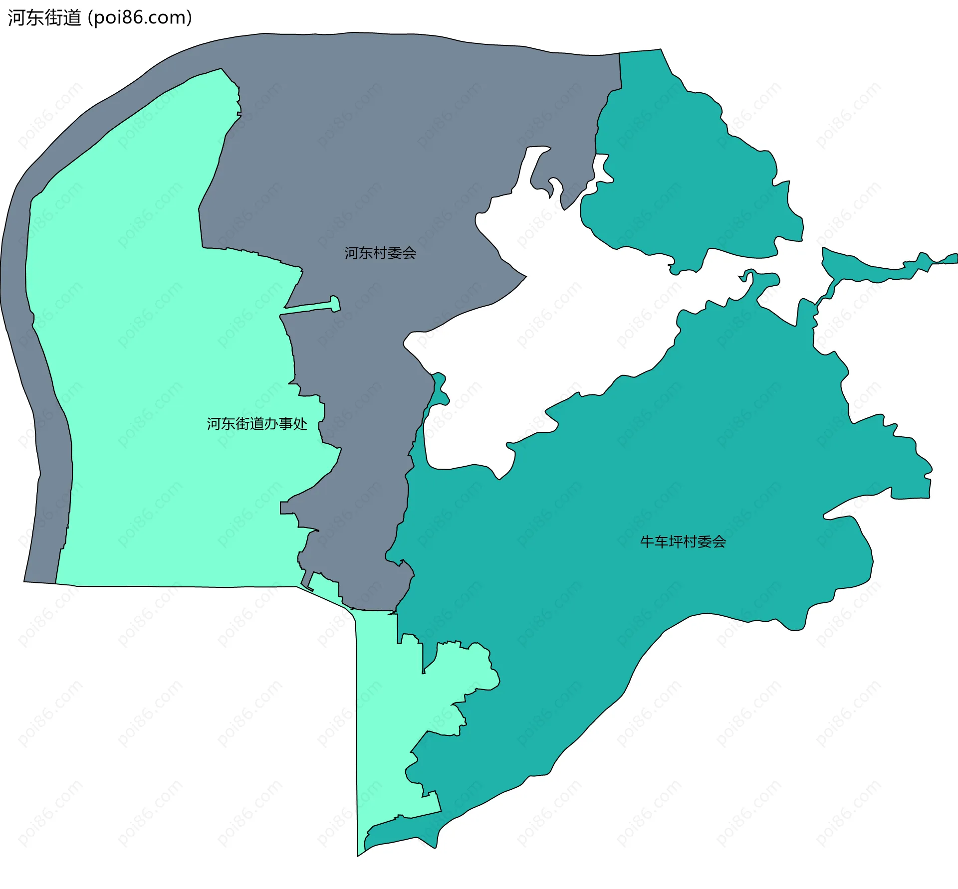 河东街道边界地图(五级行政区划)