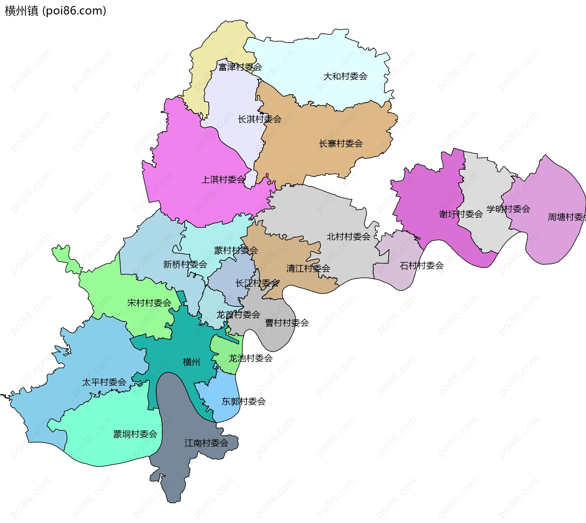 横州镇边界地图(五级行政区划)