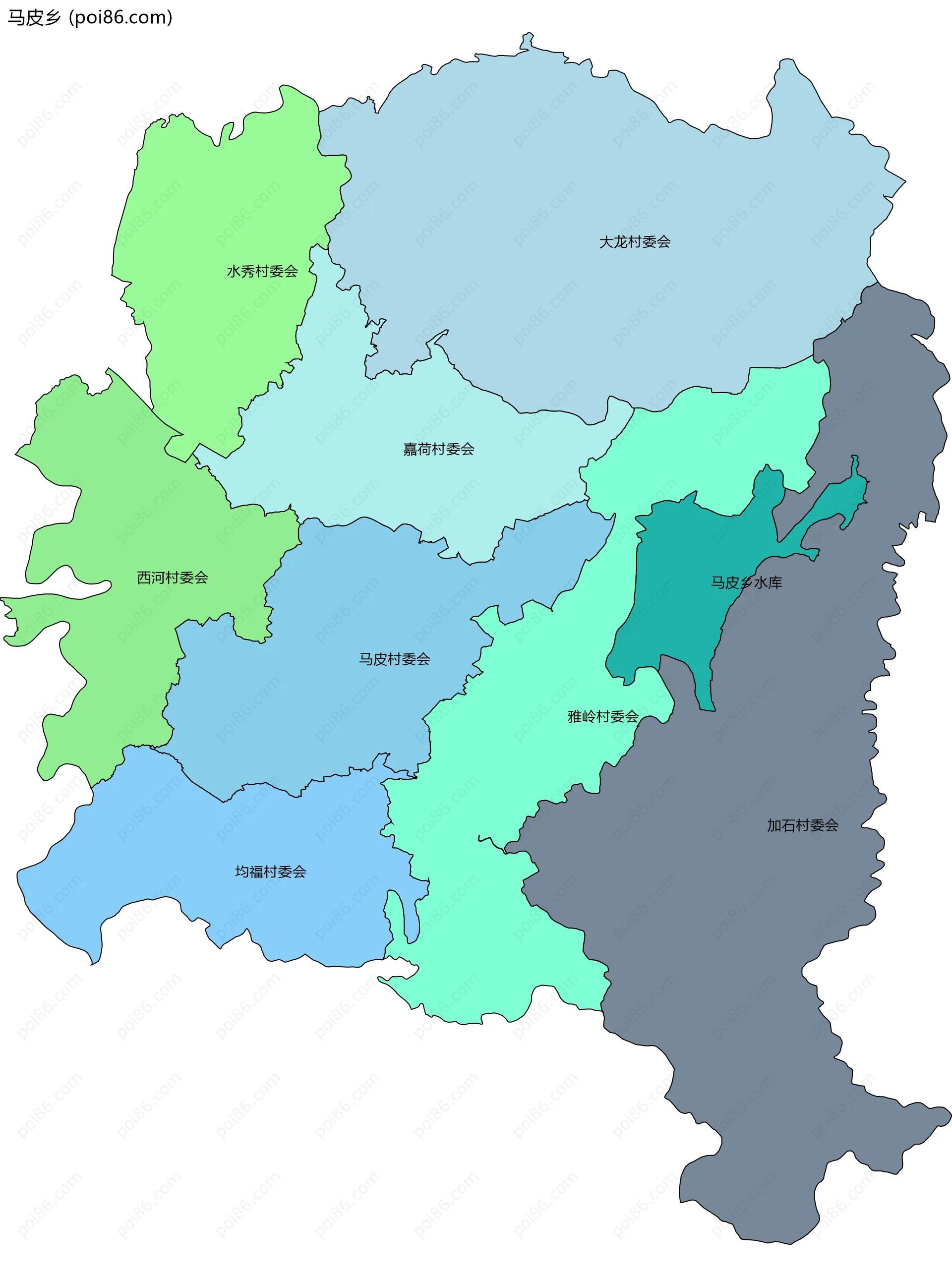 马皮乡边界地图(五级行政区划)