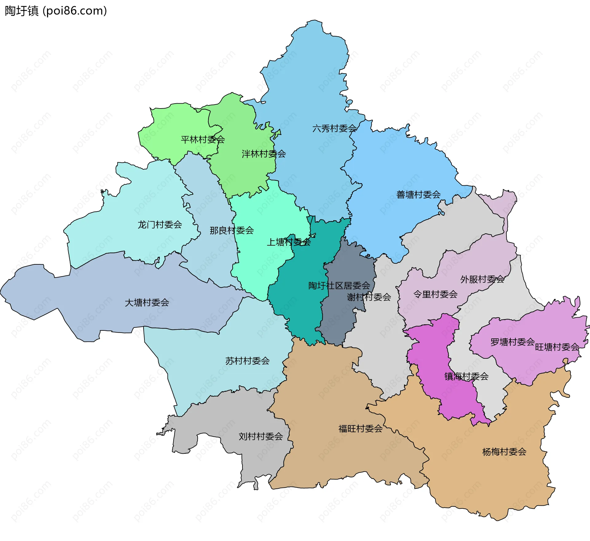 陶圩镇边界地图(五级行政区划)