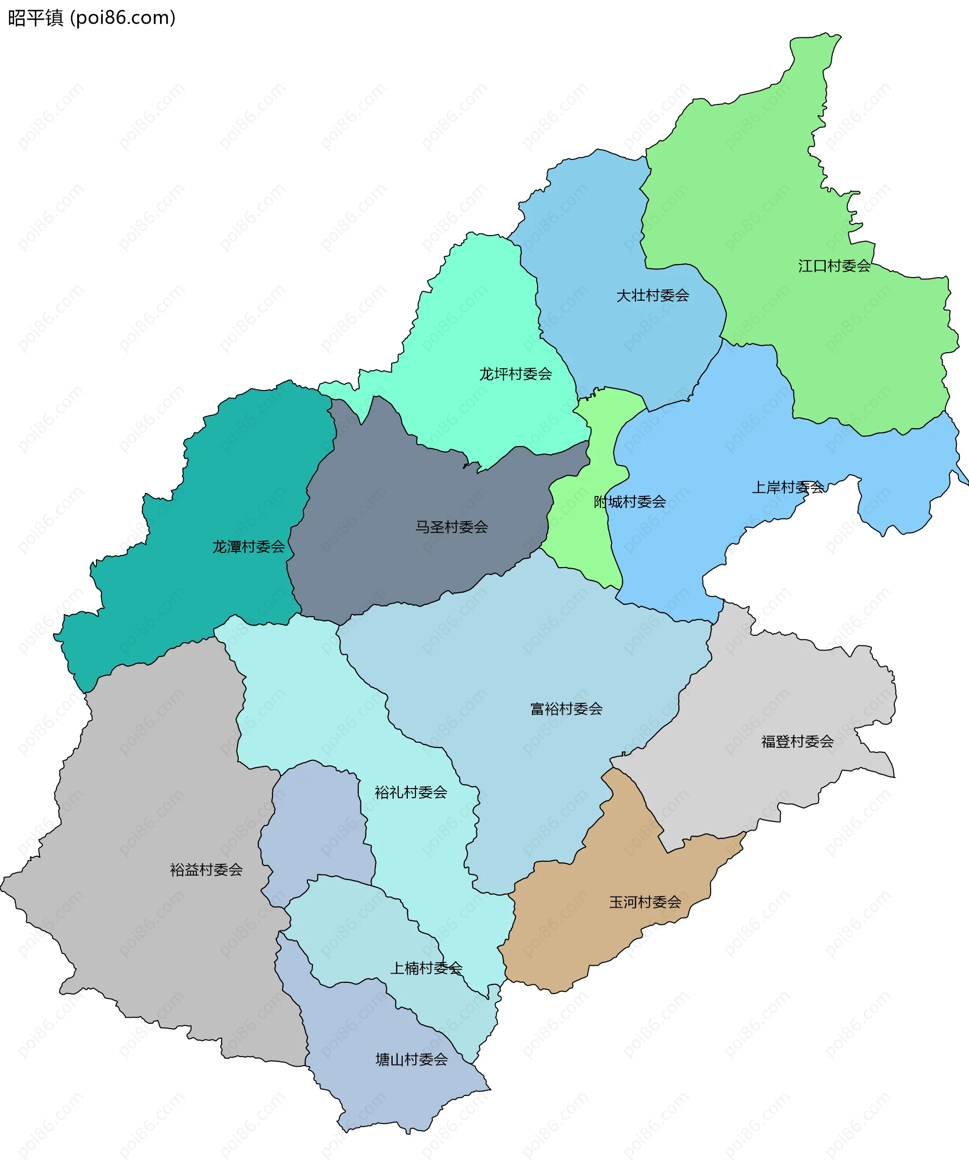 昭平镇边界地图(五级行政区划)