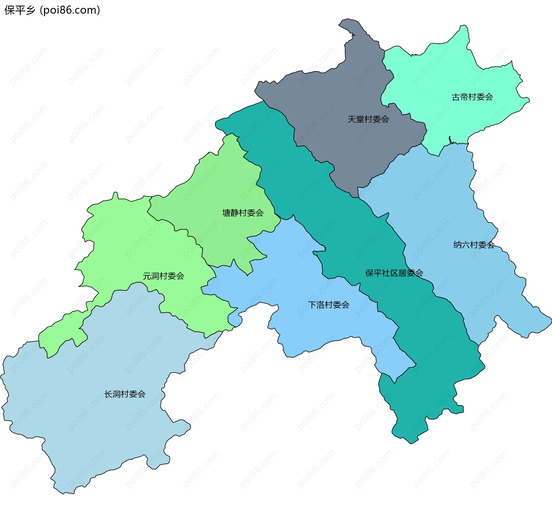 保平乡边界地图(五级行政区划)