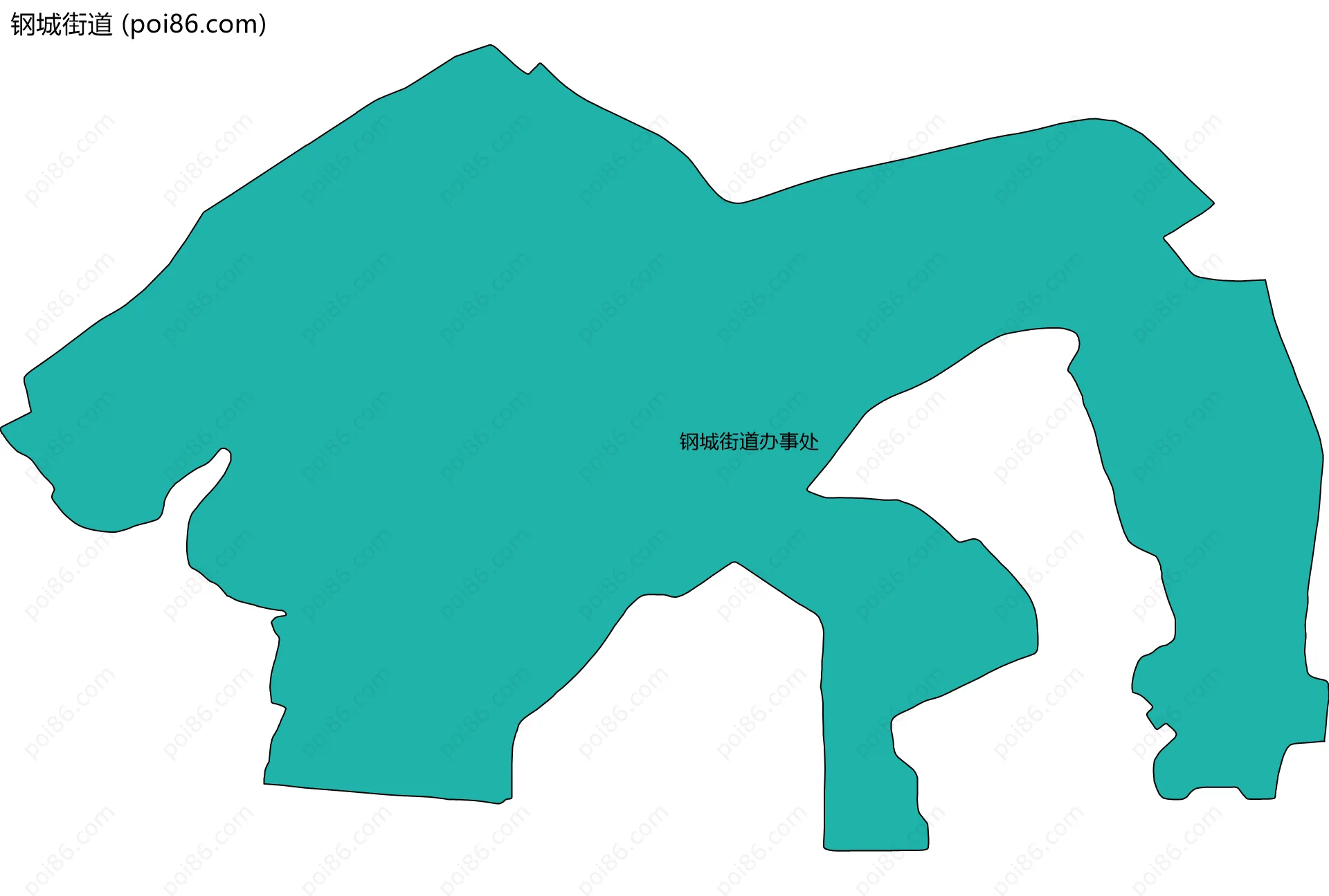 钢城街道边界地图(五级行政区划)