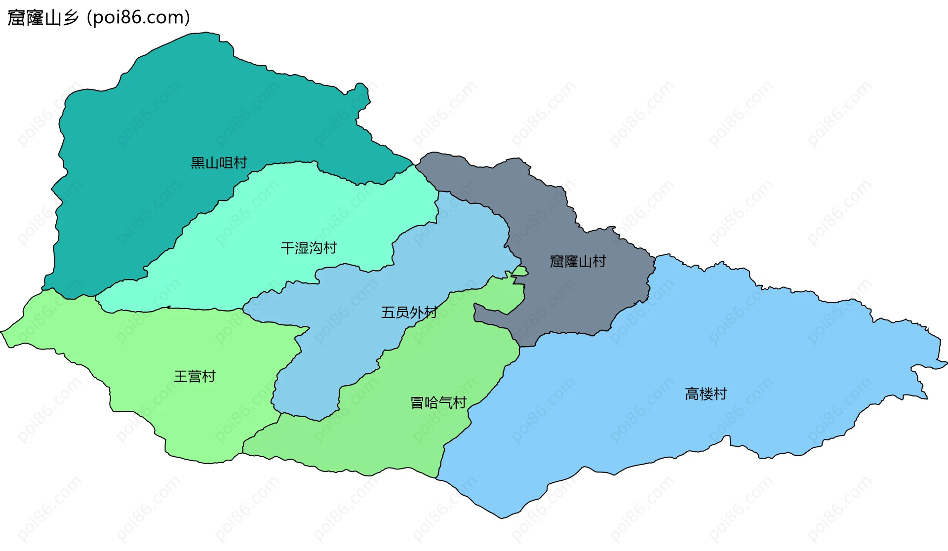 窟窿山乡边界地图(五级行政区划)