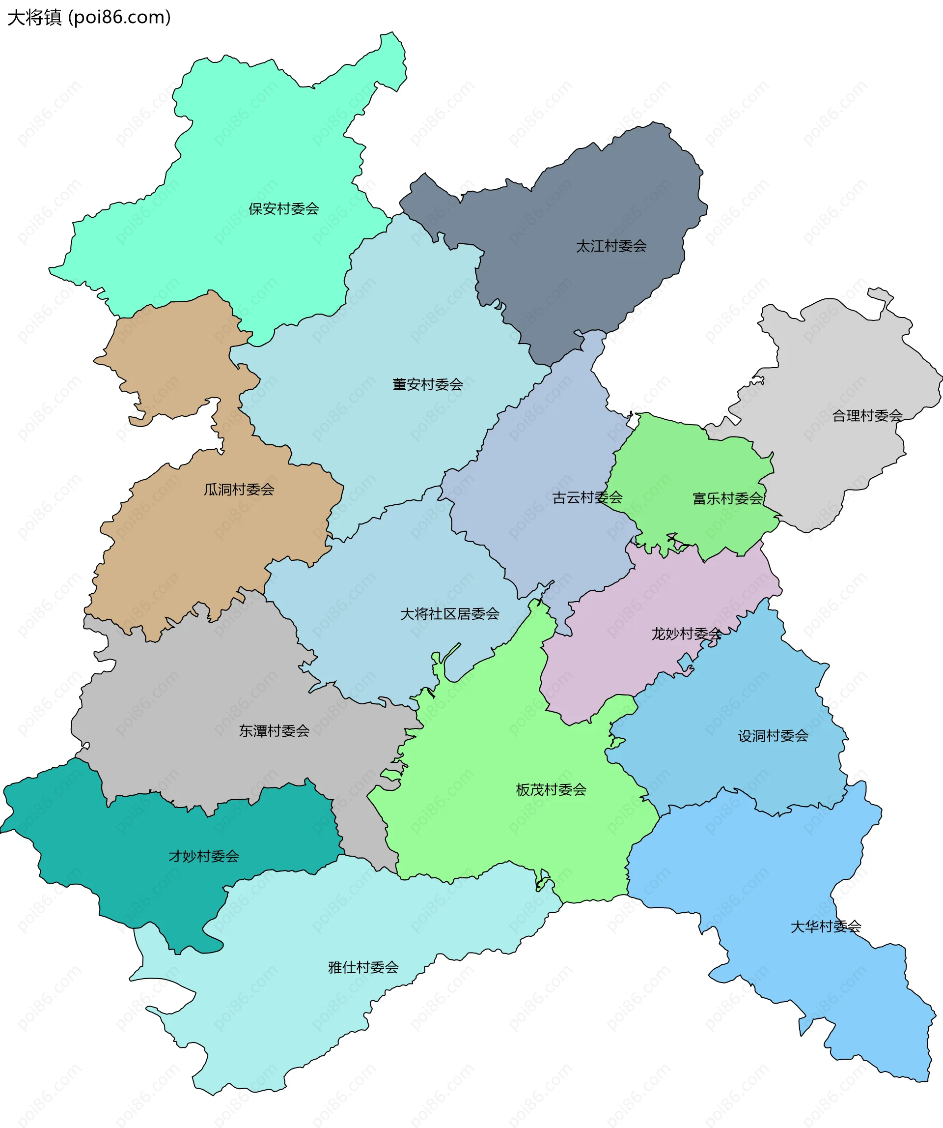 大将镇边界地图(五级行政区划)