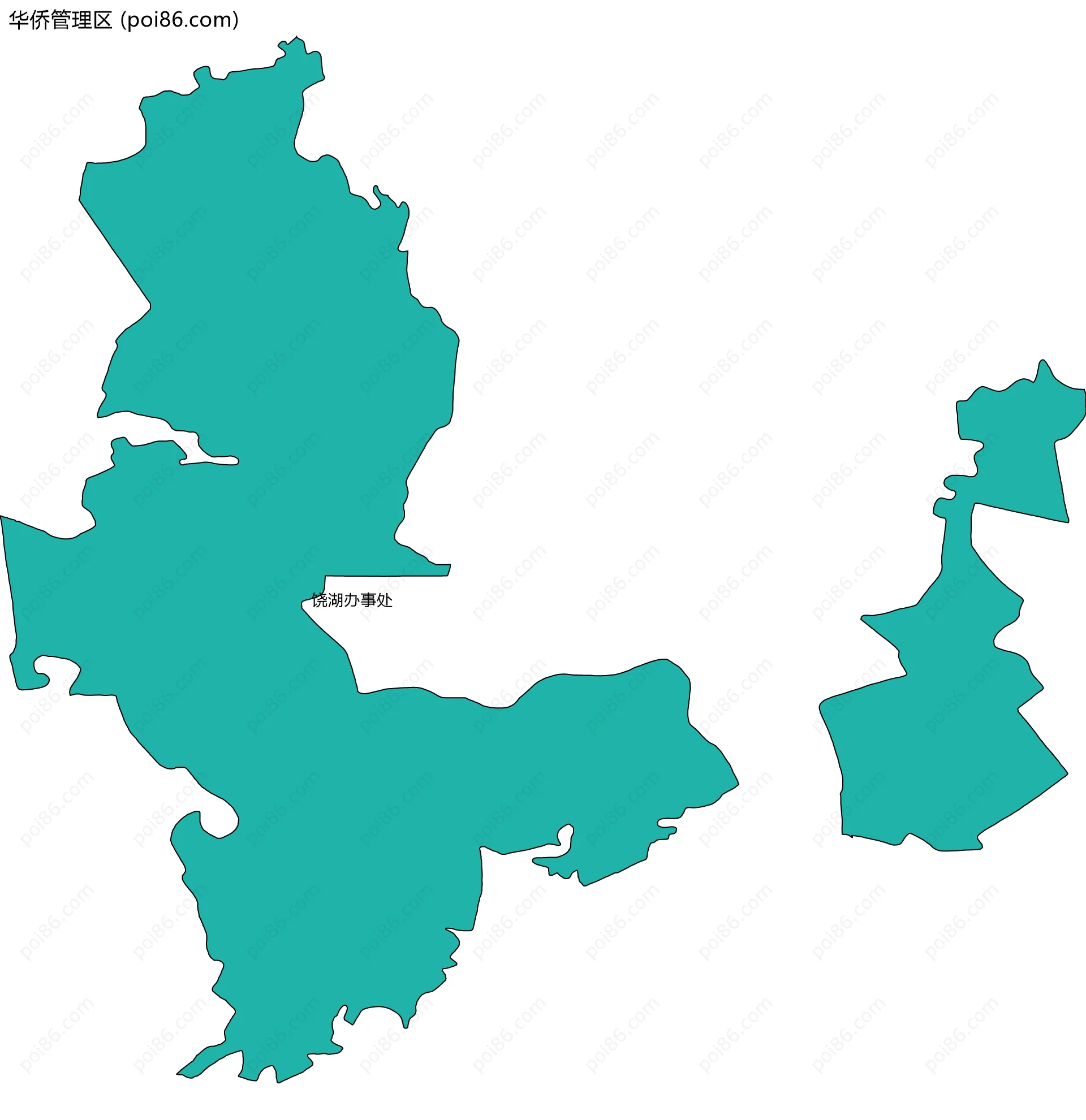华侨管理区边界地图(五级行政区划)