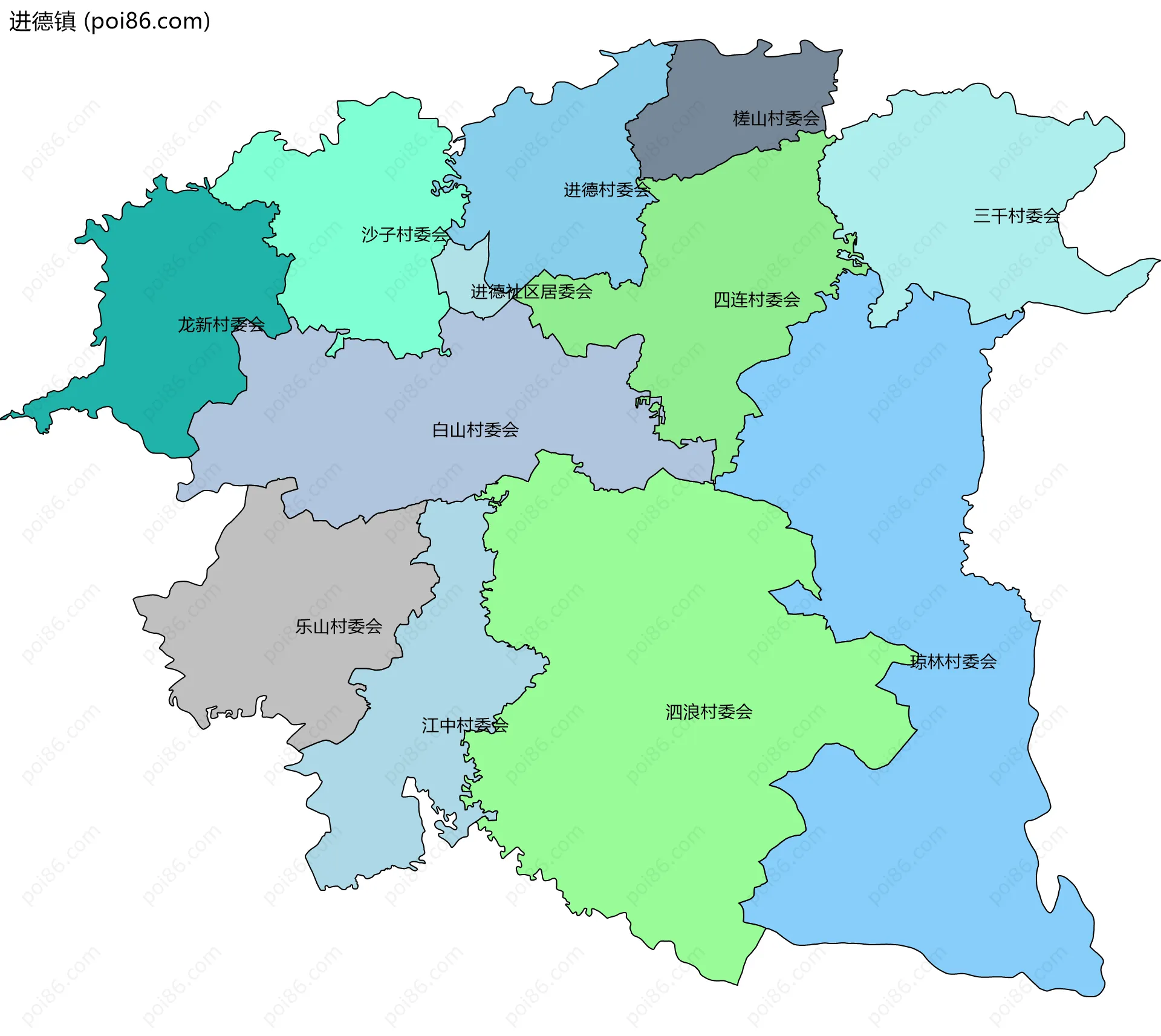 进德镇边界地图(五级行政区划)