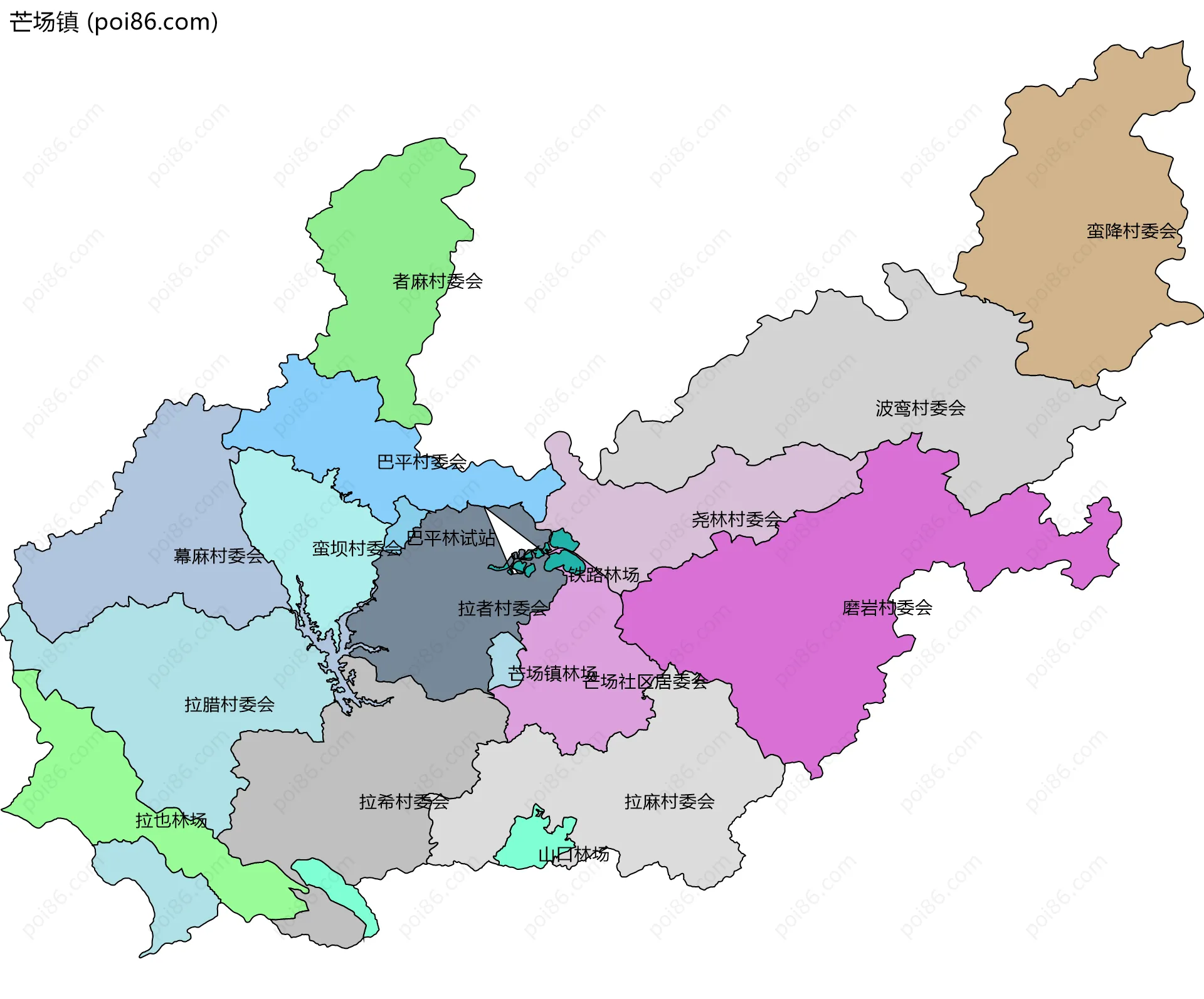 芒场镇边界地图(五级行政区划)