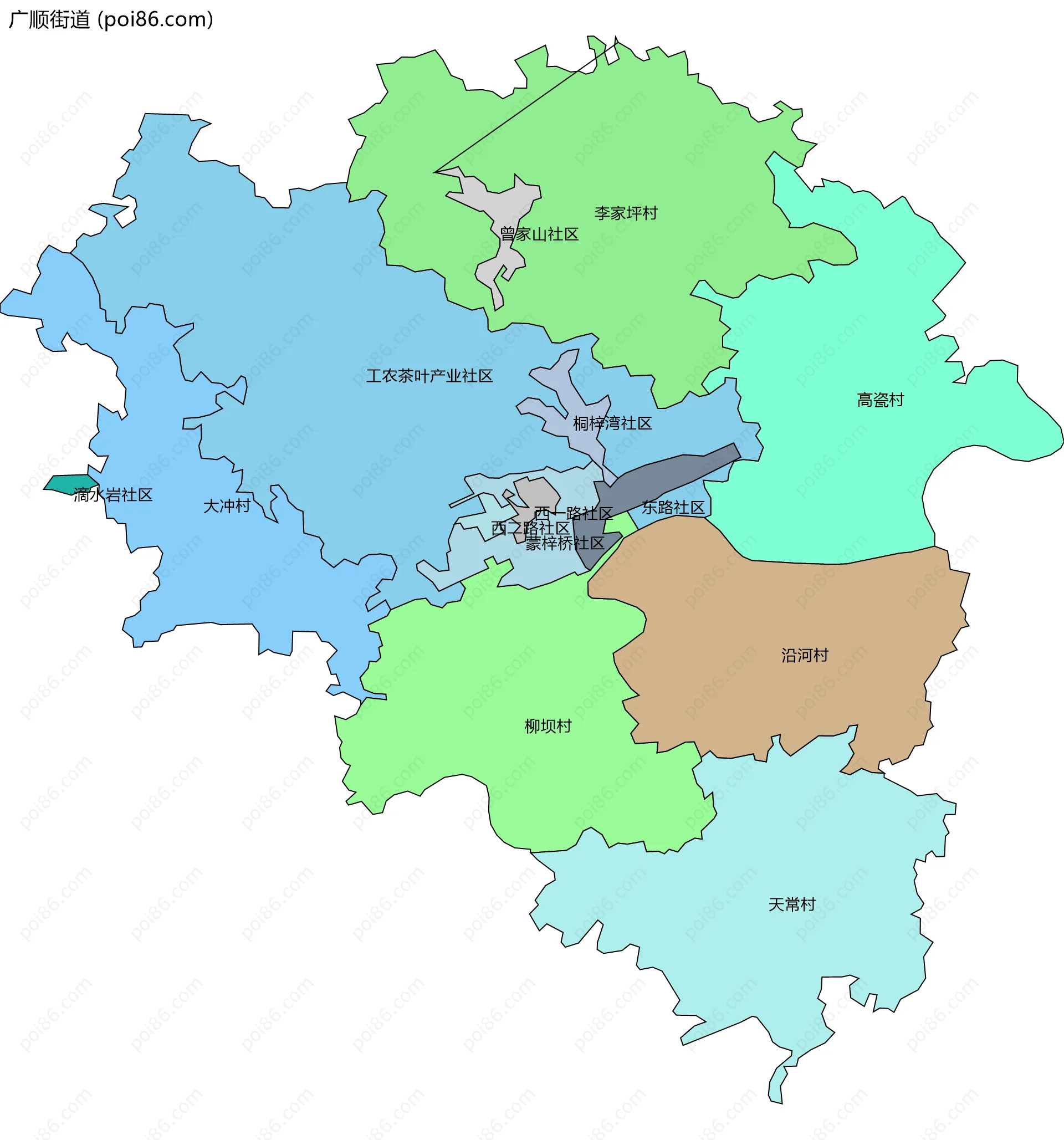 广顺街道边界地图(五级行政区划)