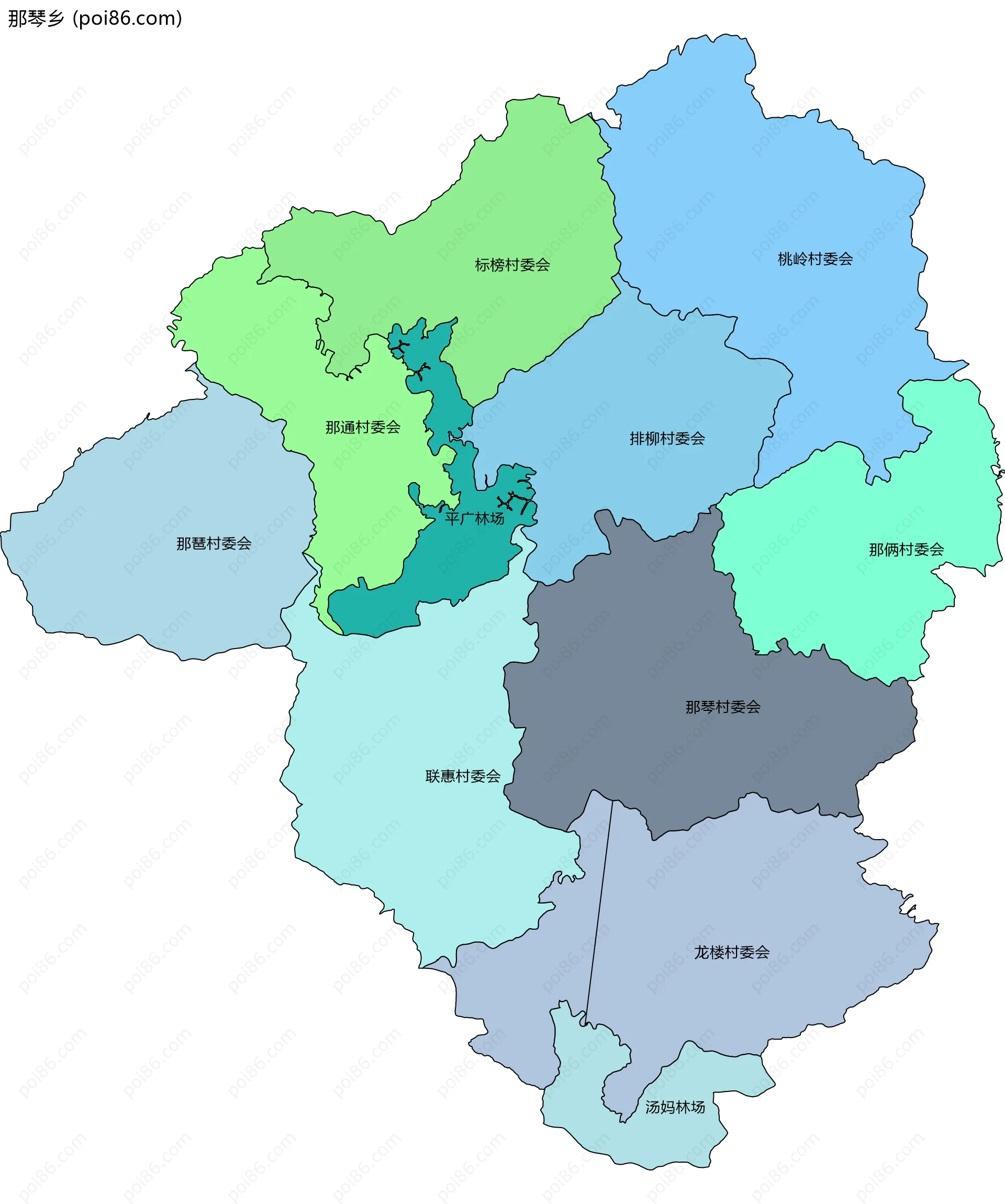 那琴乡边界地图(五级行政区划)