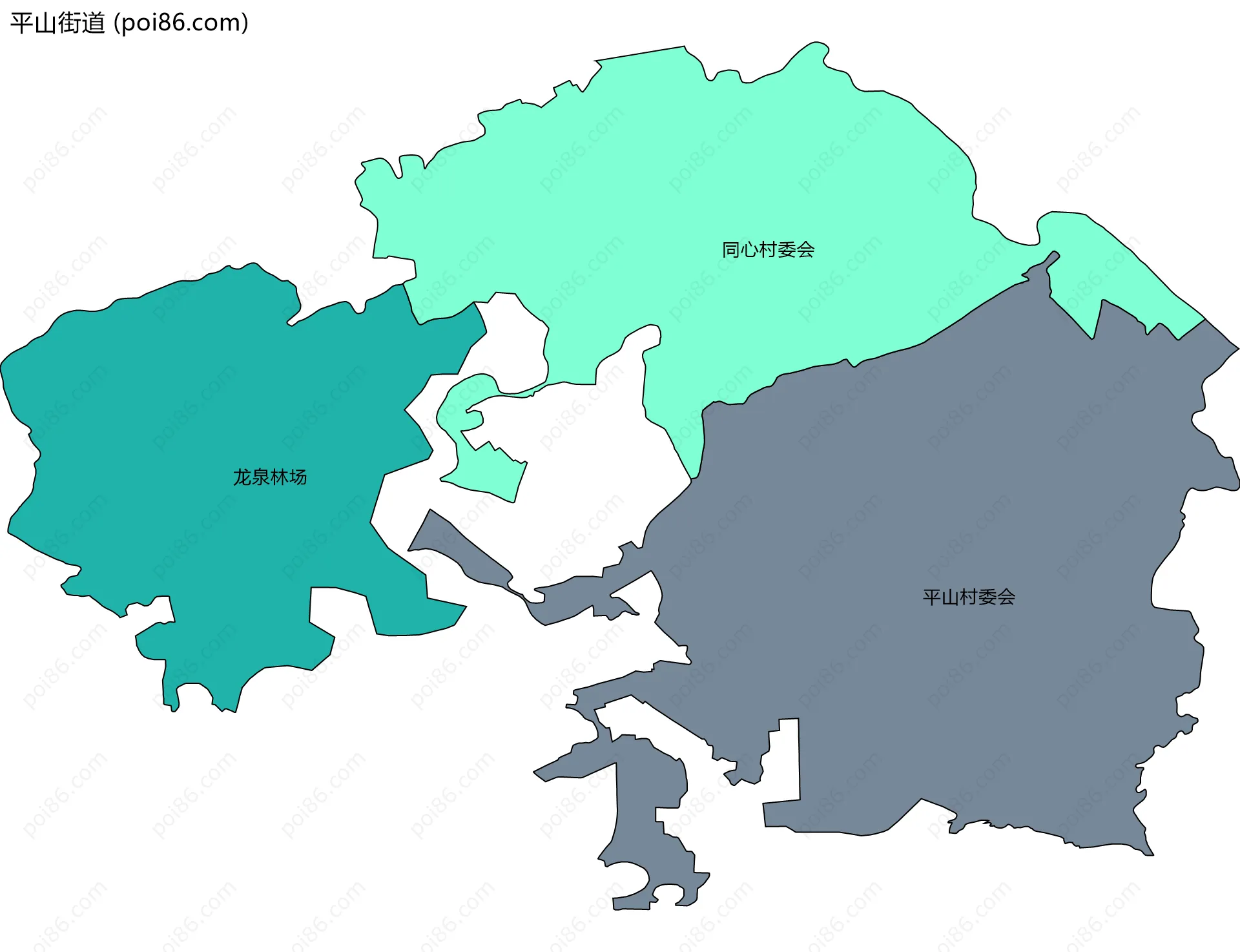 平山街道边界地图(五级行政区划)