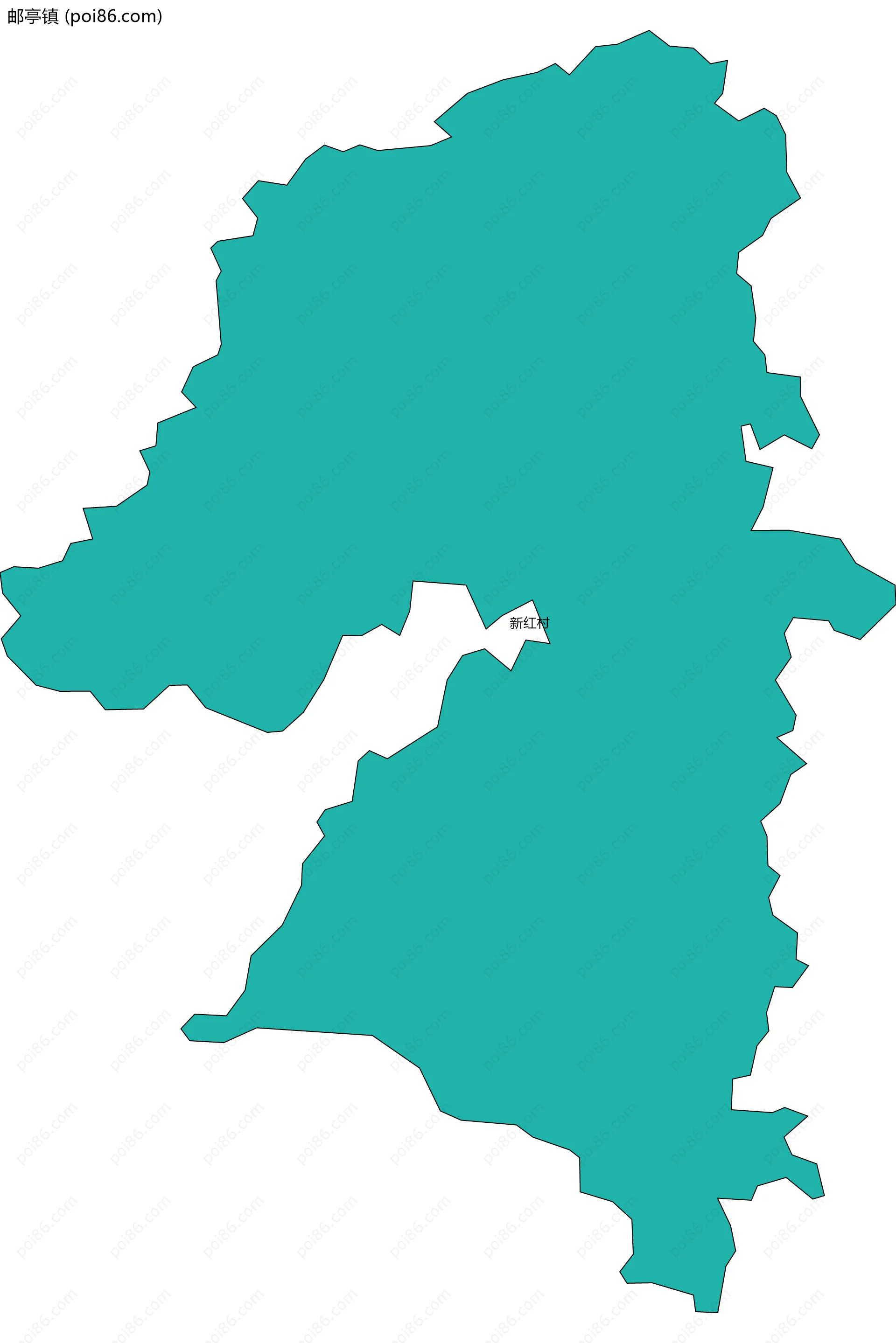 邮亭镇边界地图(五级行政区划)
