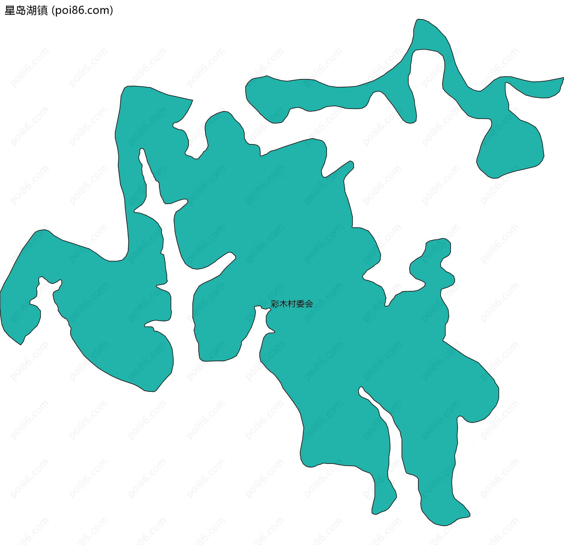 星岛湖镇边界地图(五级行政区划)