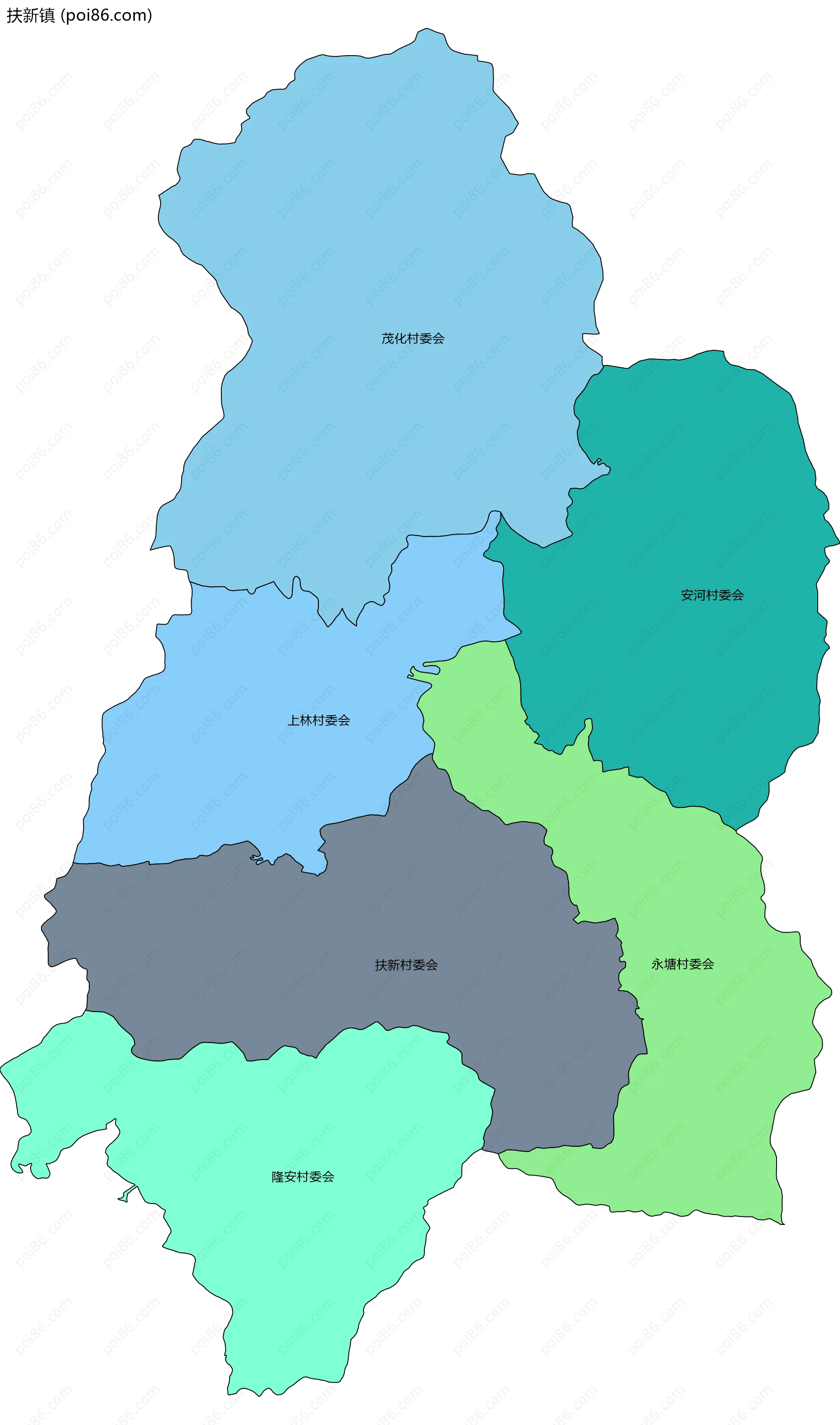 扶新镇边界地图(五级行政区划)