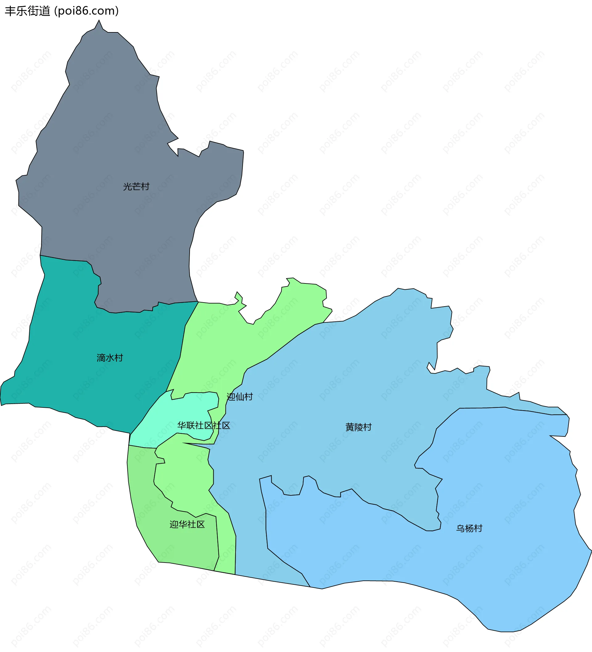丰乐街道边界地图(五级行政区划)