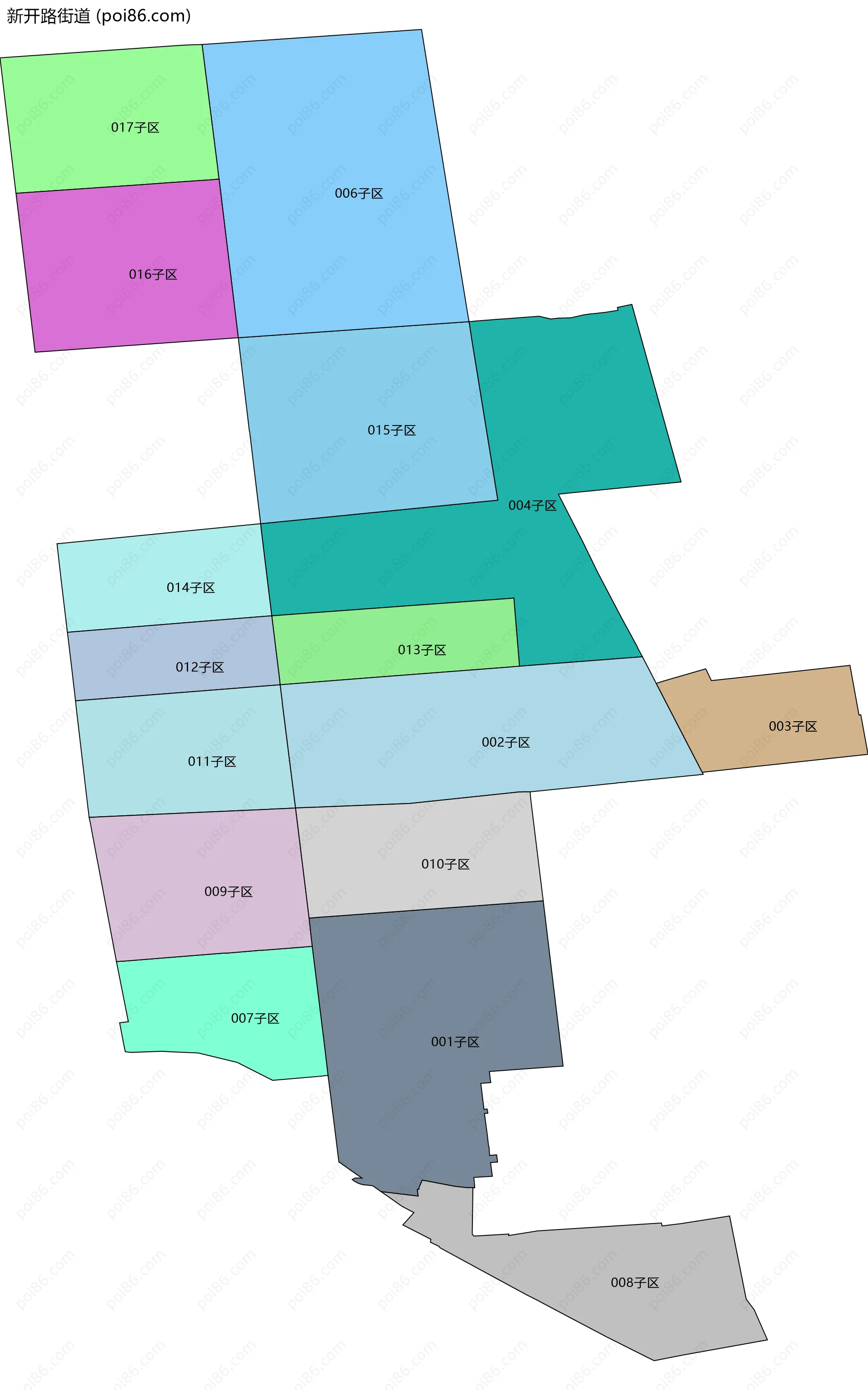 新开路街道边界地图(五级行政区划)