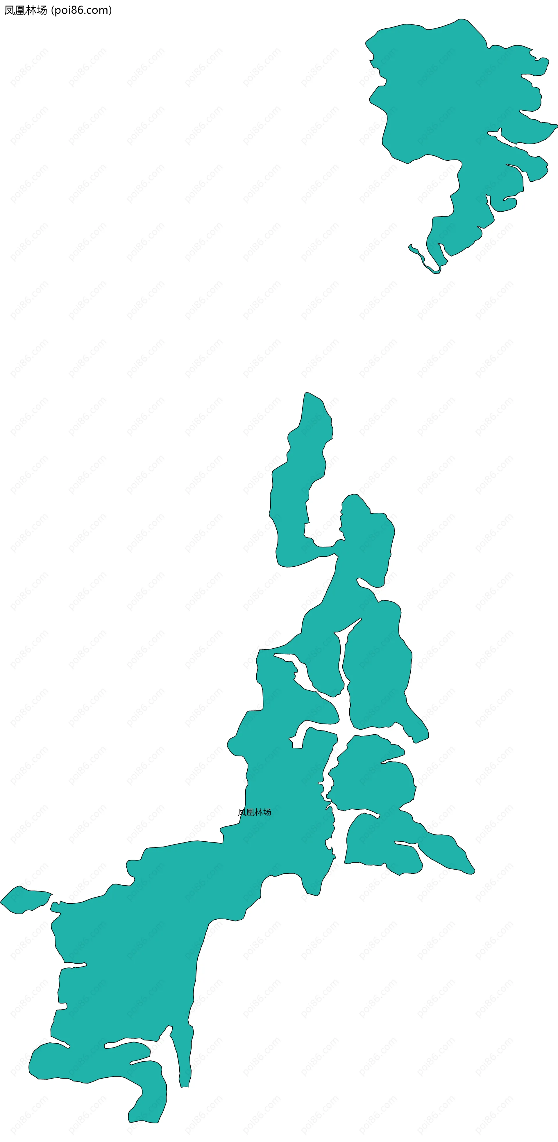 凤凰林场边界地图(五级行政区划)