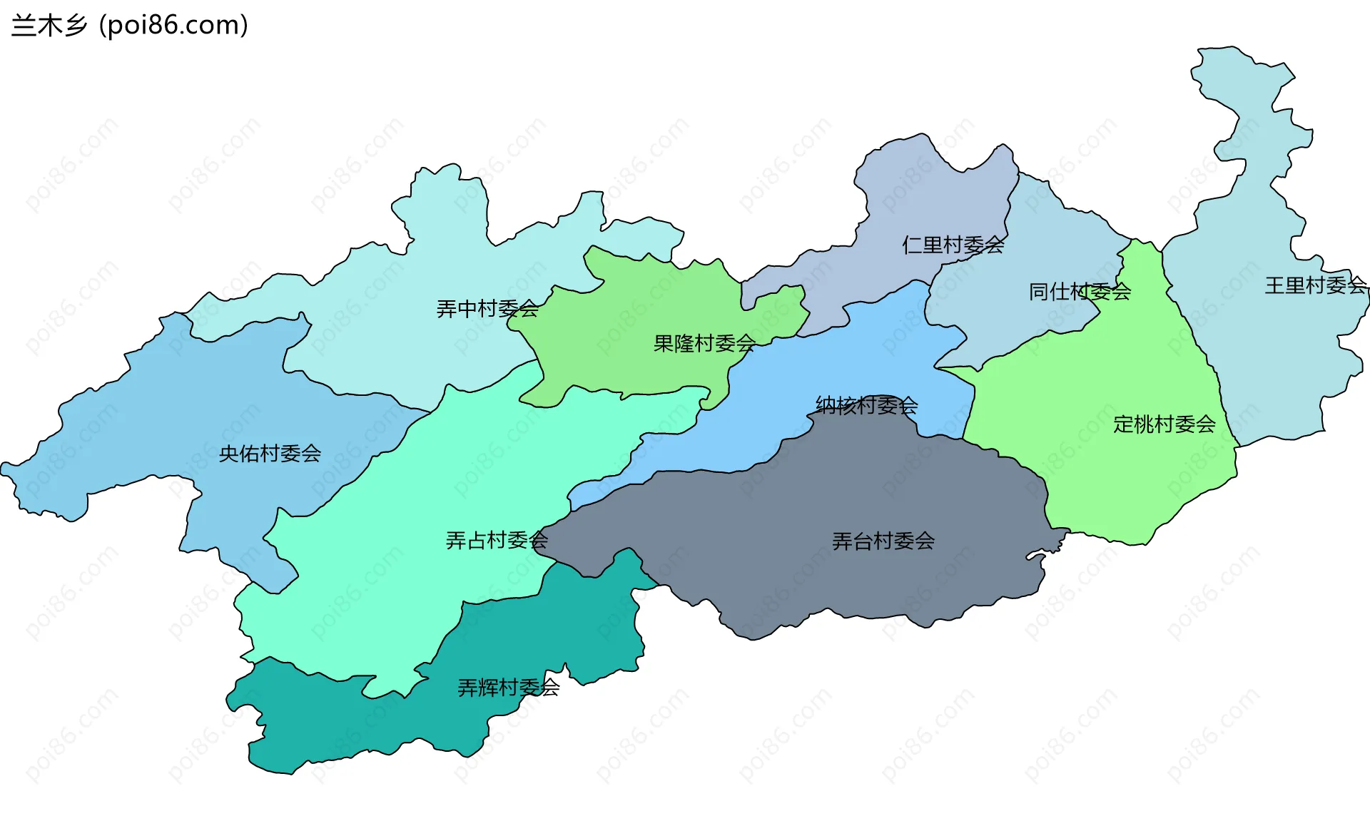 兰木乡边界地图(五级行政区划)
