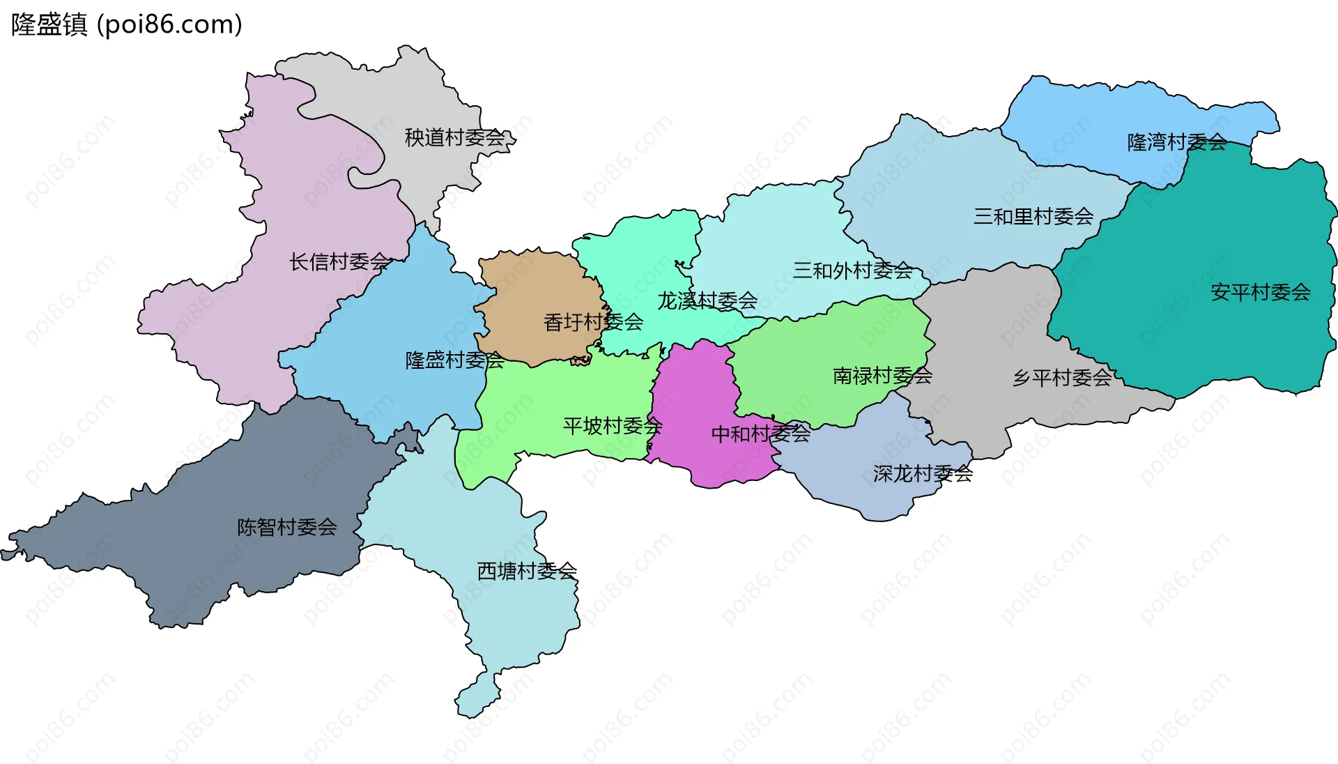隆盛镇边界地图(五级行政区划)