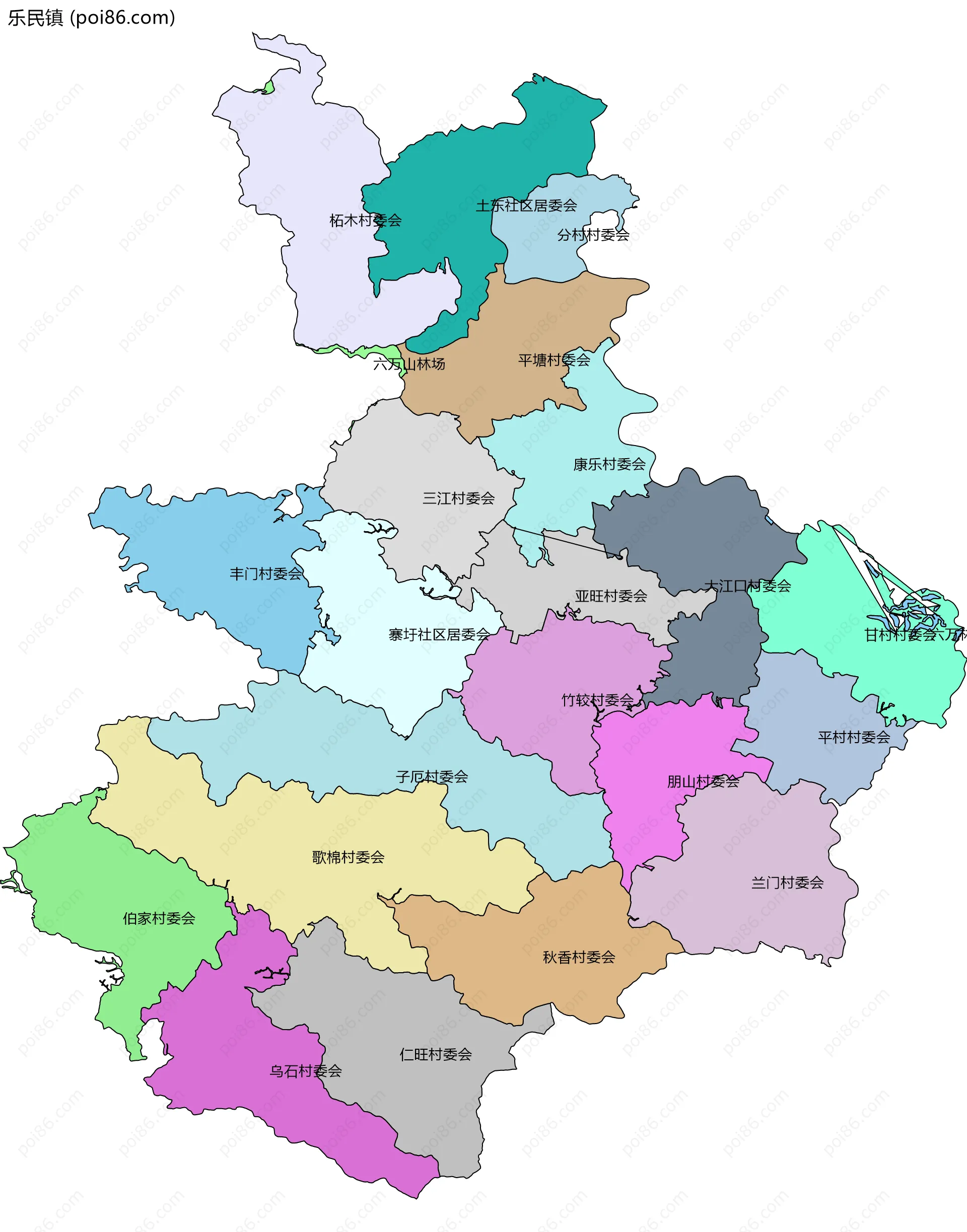 乐民镇边界地图(五级行政区划)