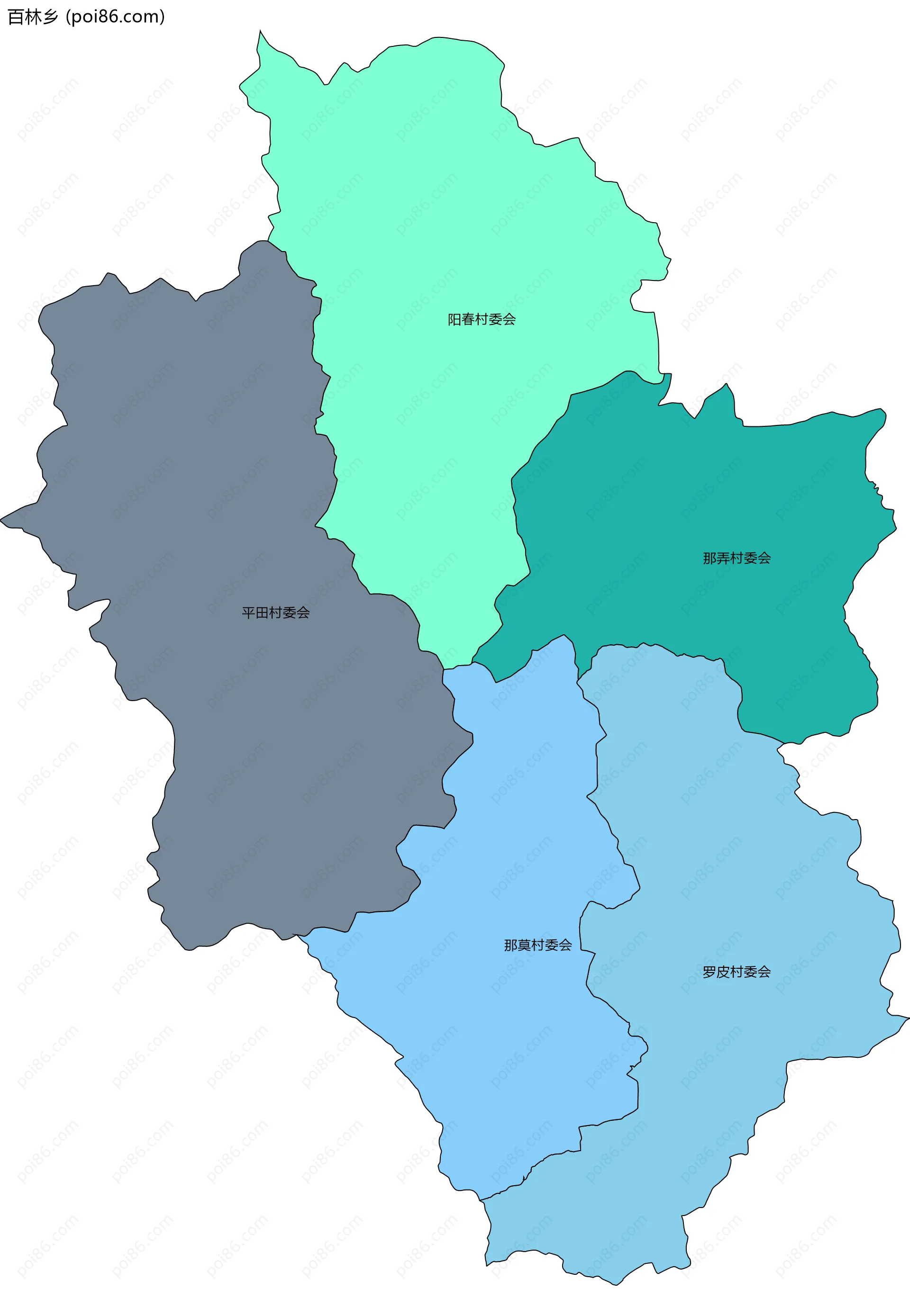 百林乡边界地图(五级行政区划)